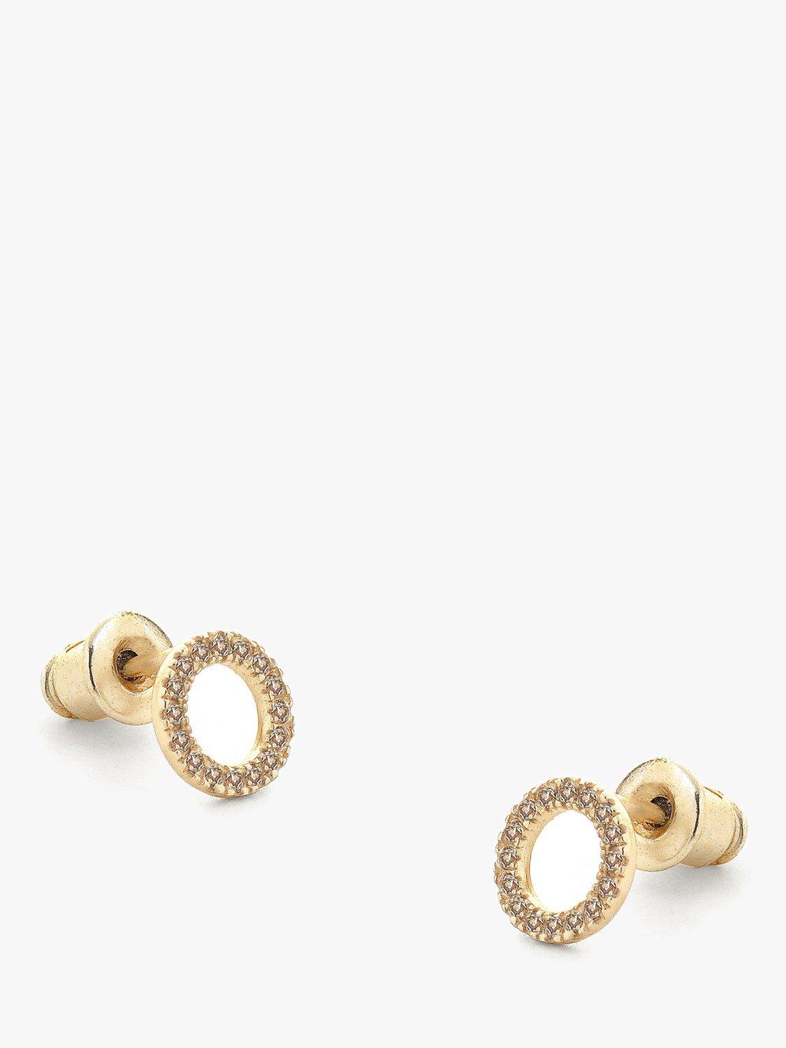 Tutti & Co Grand Cubic Zirconia Round Stud Earrings, Gold