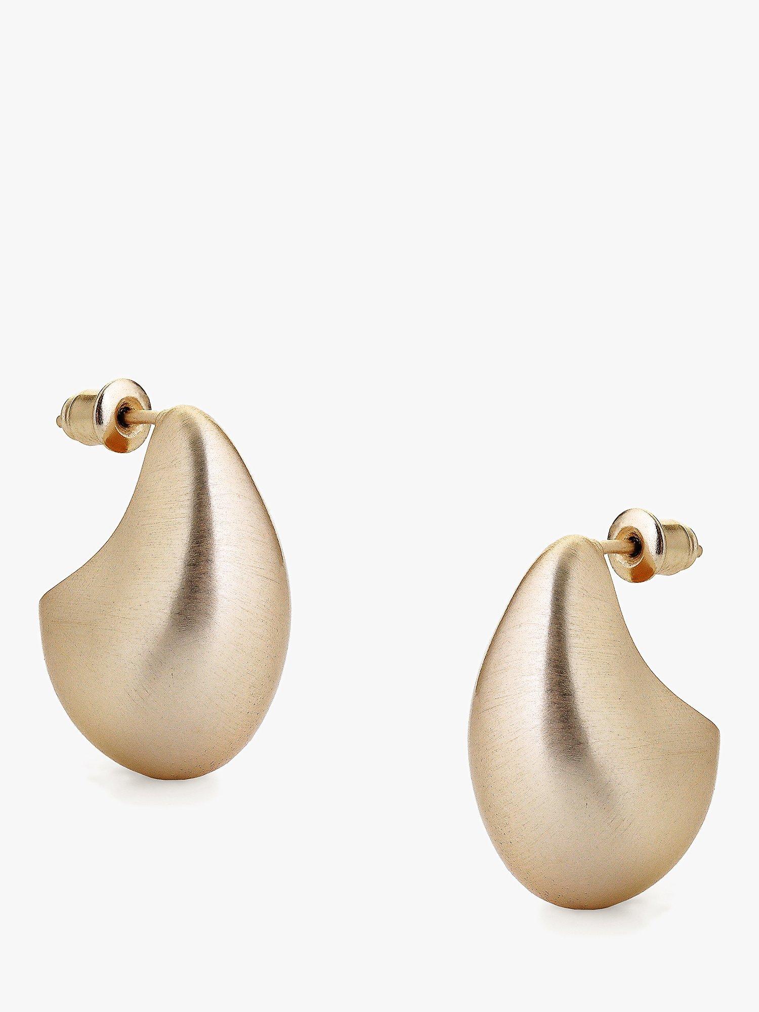 Product image 1 of 5, which shows Tutti & Co Hush Chunky Brushed Drop Earrings, Gold