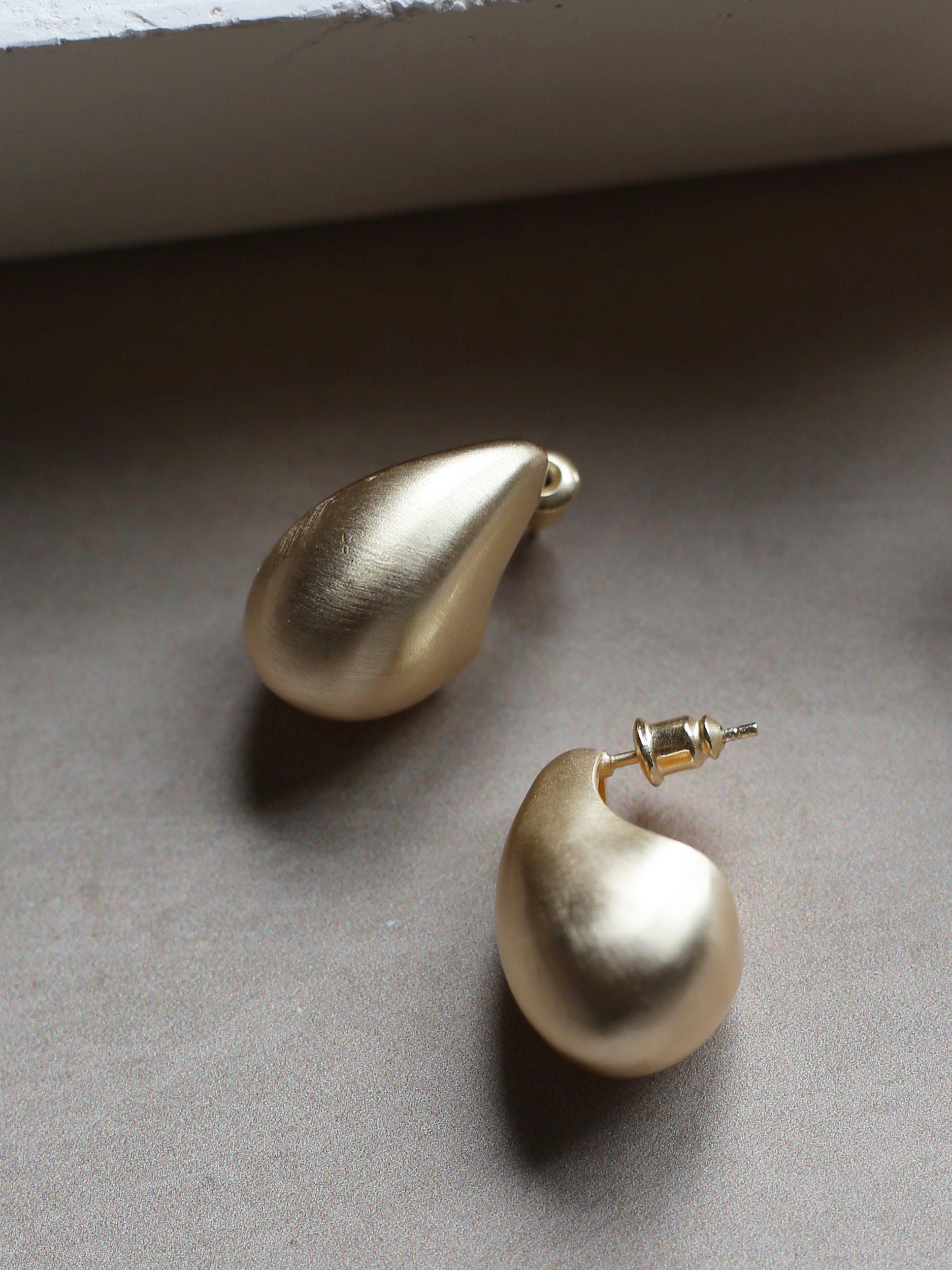 Product image 3 of 5, which shows Tutti & Co Hush Chunky Brushed Drop Earrings, Gold