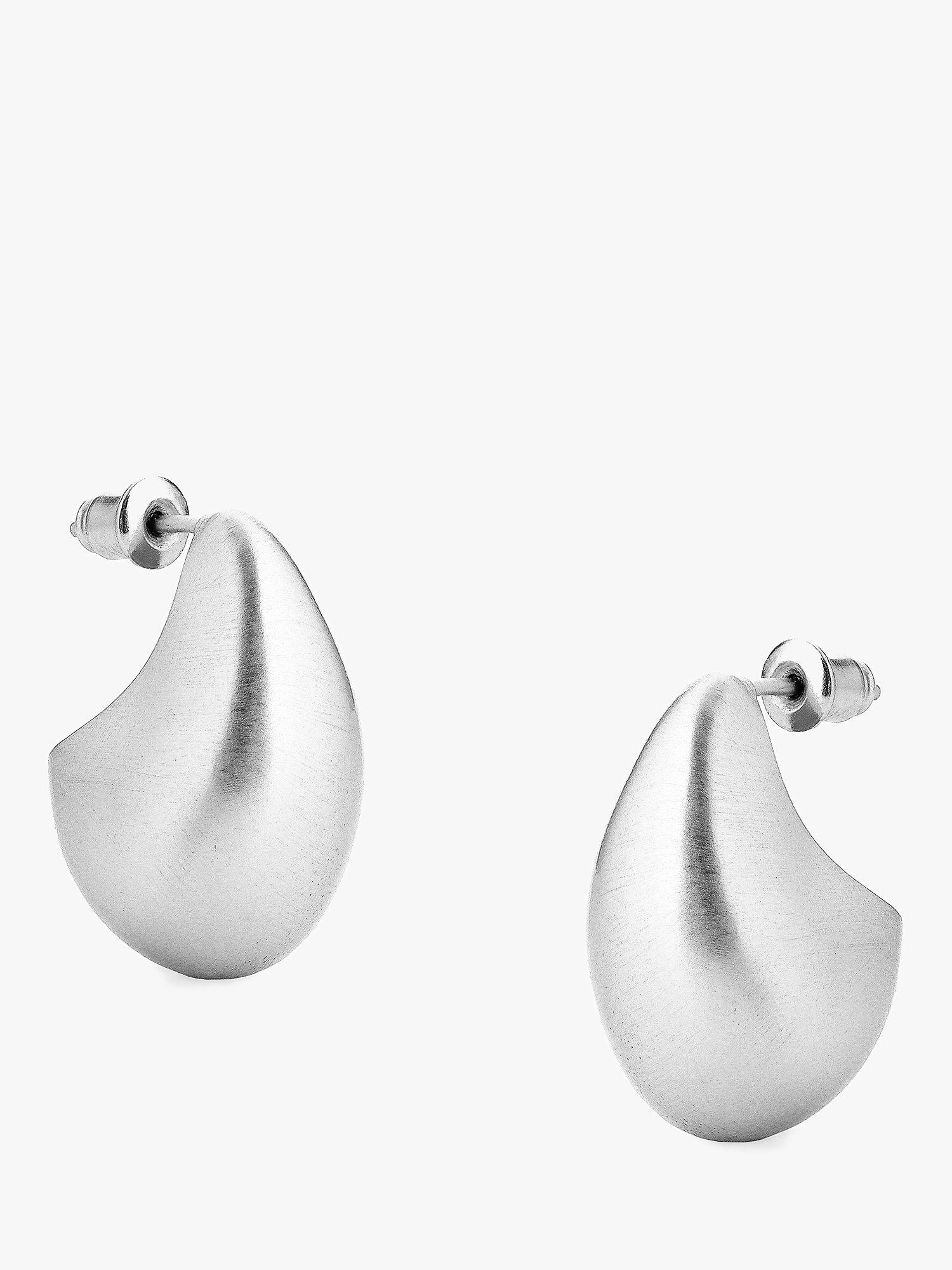 Product image 1 of 4, which shows Tutti & Co Hush Chunky Brushed Drop Earrings, Silver
