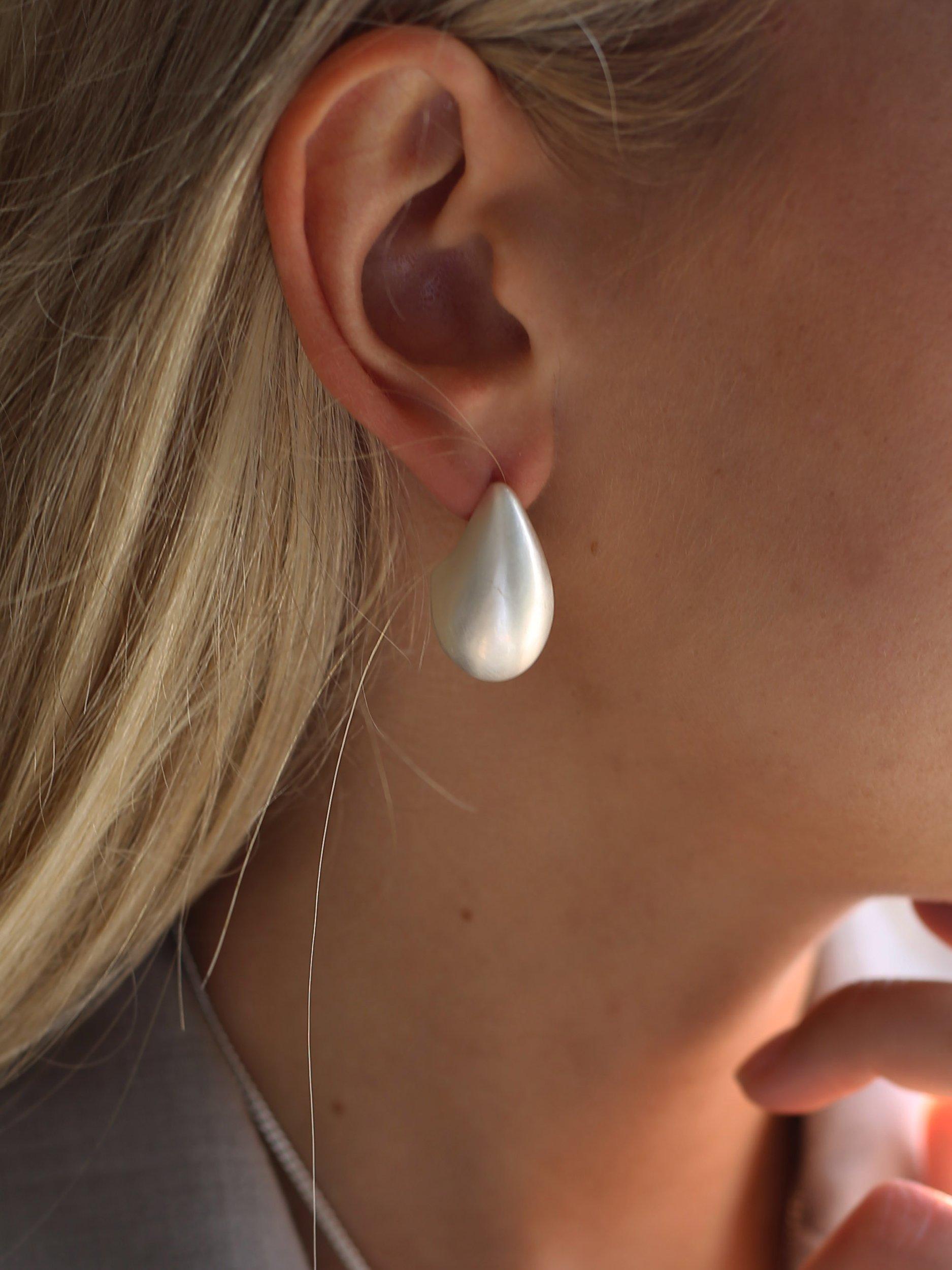 Product image 3 of 4, which shows Tutti & Co Hush Chunky Brushed Drop Earrings, Silver