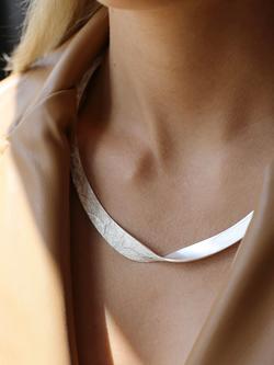 Tutti Praise Textured Twist Collar Necklace - view 2, Silver