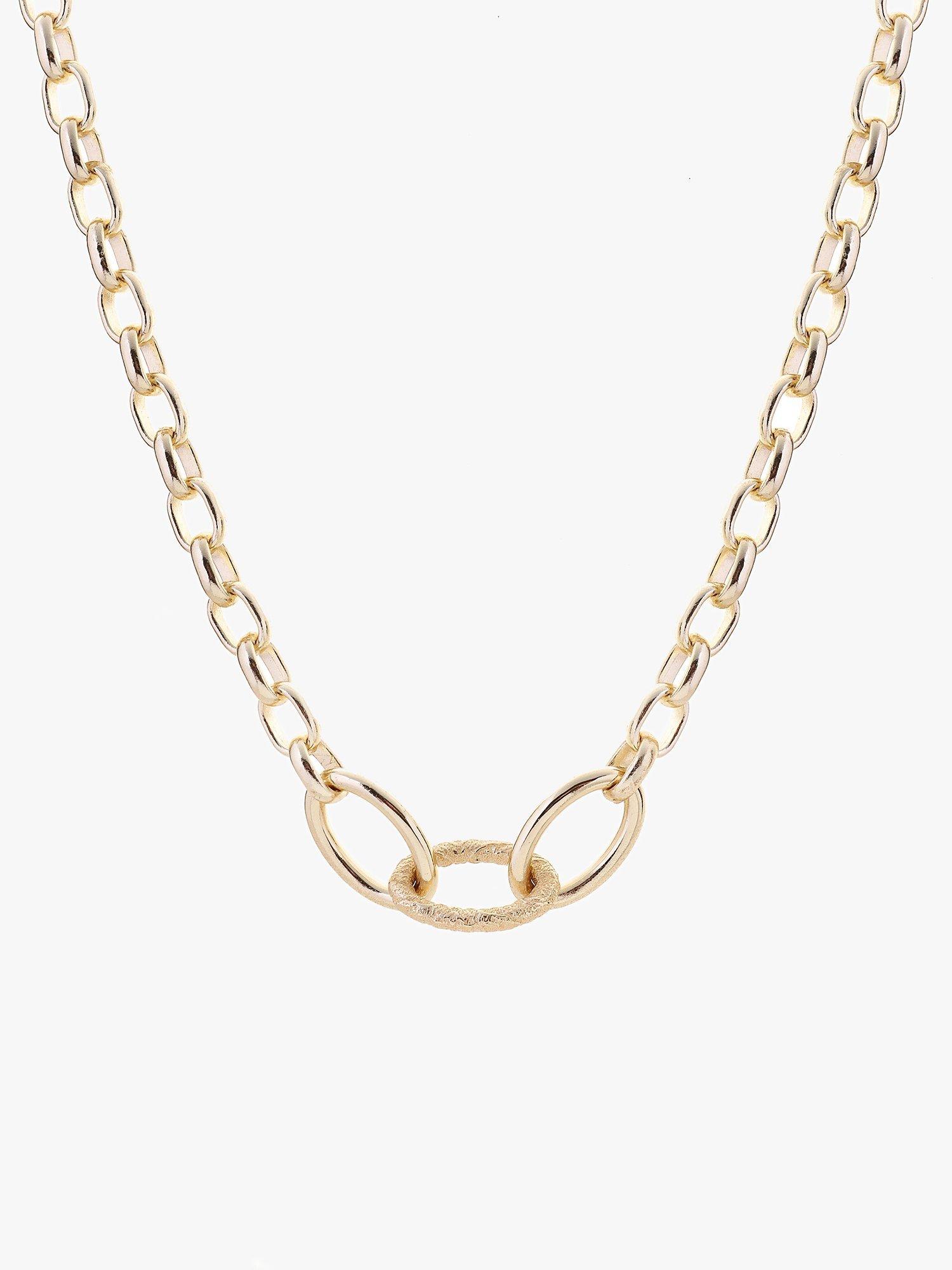 Product image 1 of 3, which shows Tutti & Co Behold Textured Oval Link Necklace, Gold