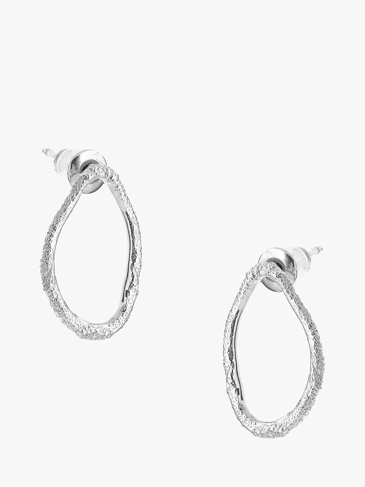 Tutti & Co Seize Textured Drop Earrings, Silver