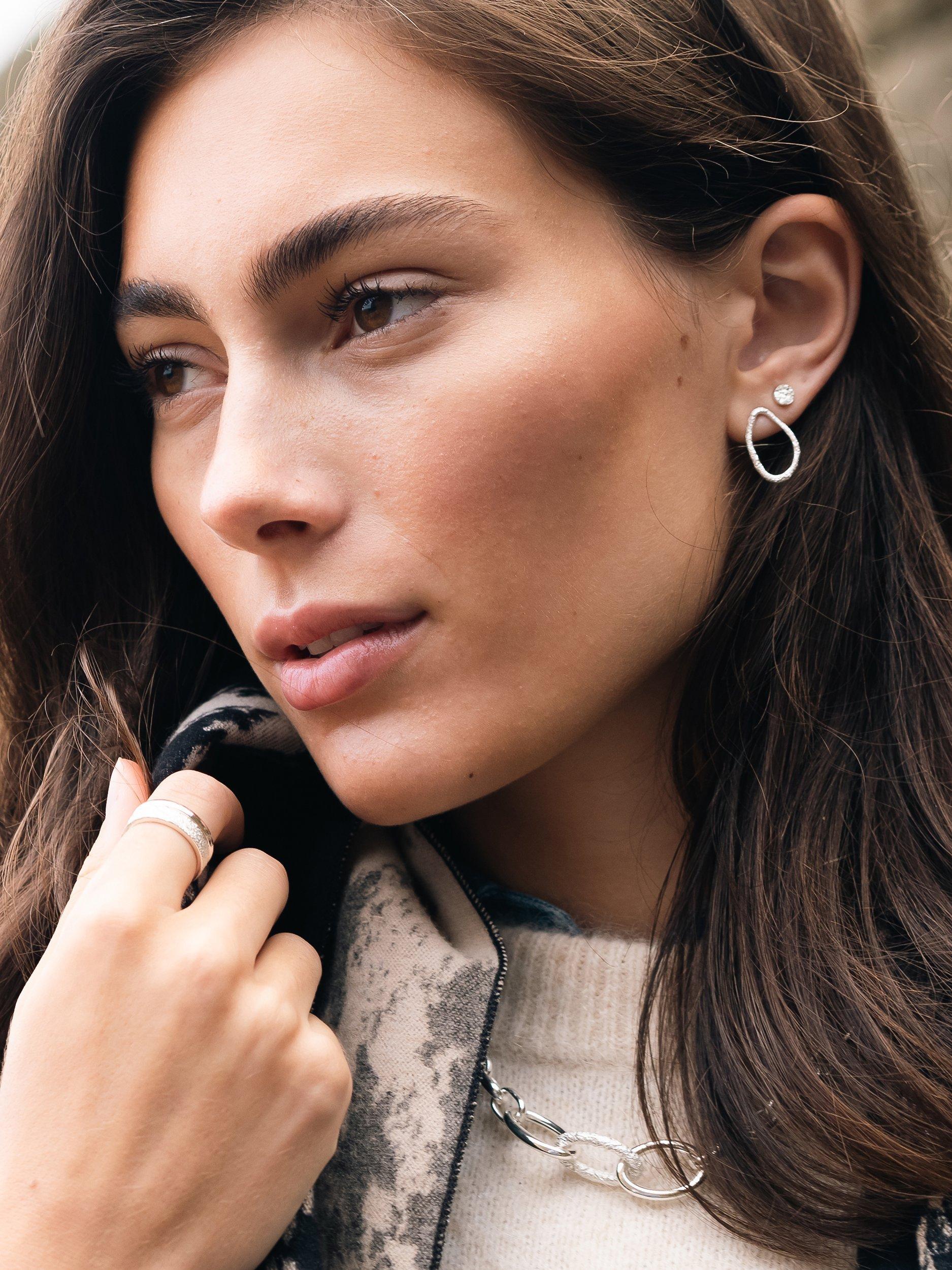Tutti & Co Seize Textured Drop Earrings, Silver