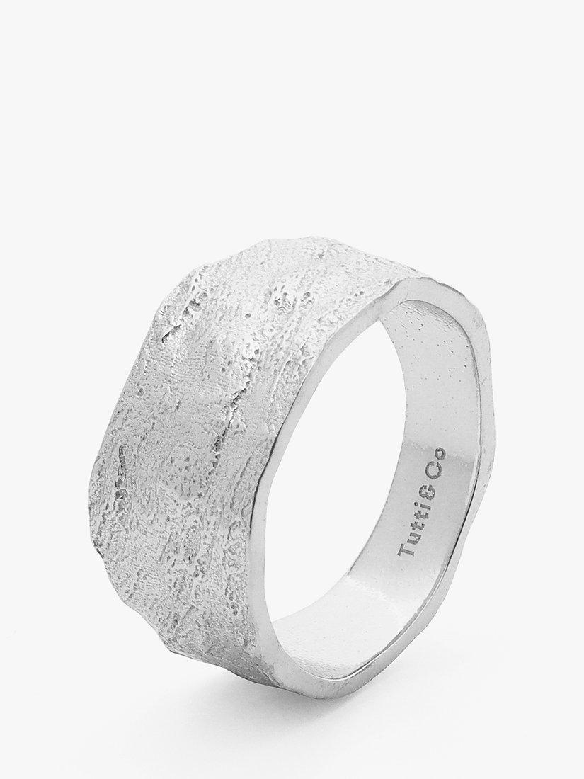 Product image 1 of 3, which shows Tutti & Co Voyage Chunky Textured Band Ring, Silver