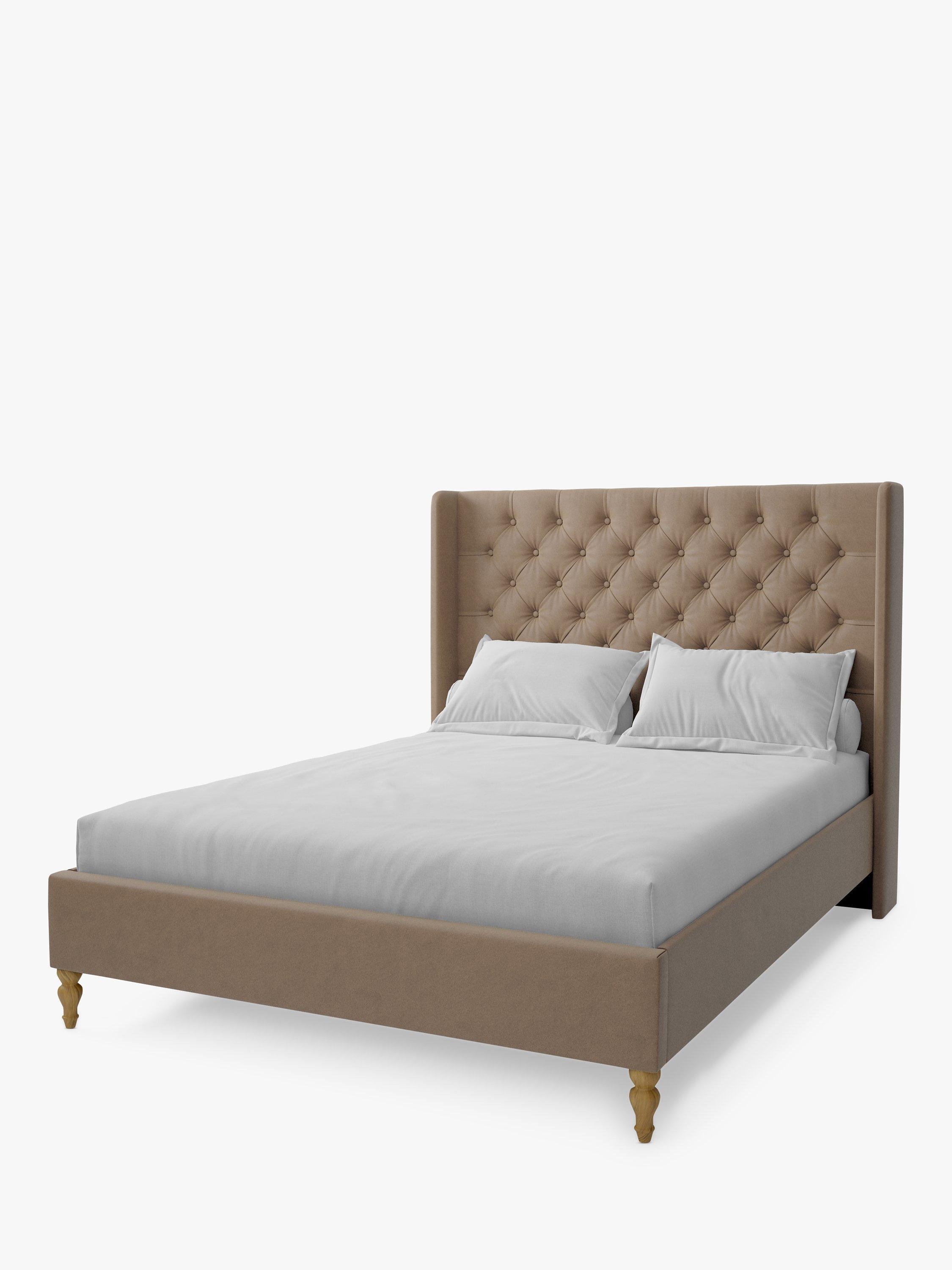 Koti Home Astley Upholstered Bed Frame, King Size, Luxe Velvet Truffle