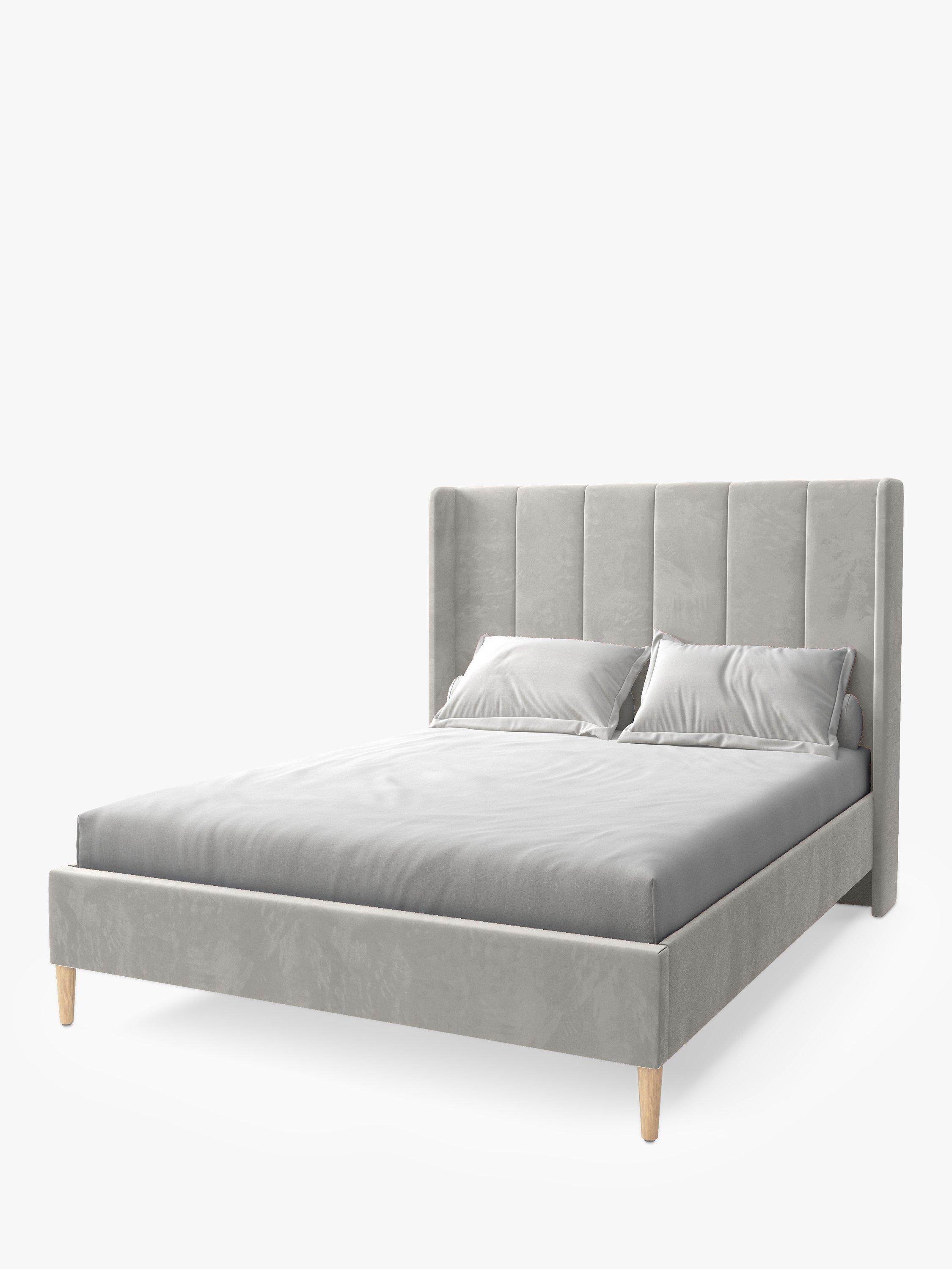 Koti Home Adur Upholstered Bed Frame, Super King Size, Luxe Velvet Silver