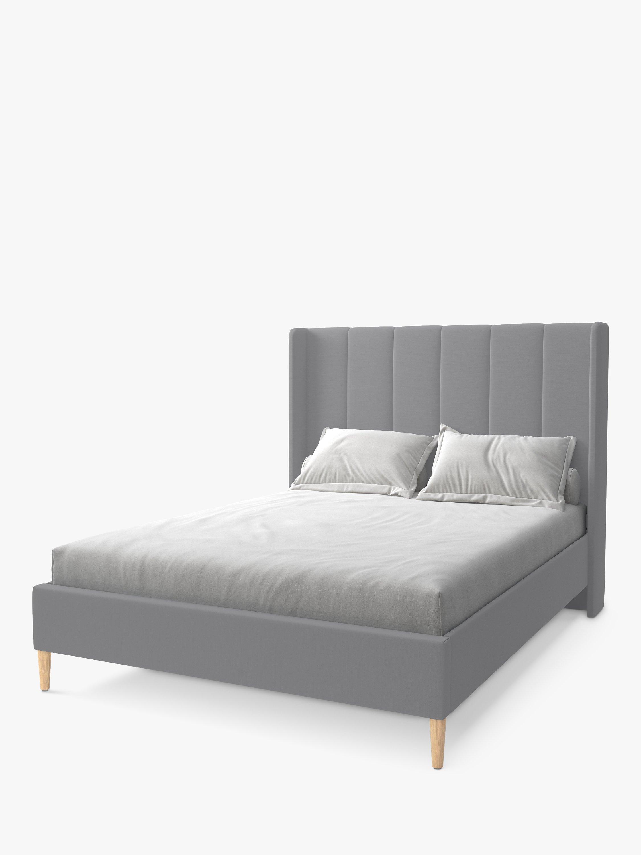 Koti Home Adur Upholstered Bed Frame, Super King Size, Classic Linen Look Mid Grey