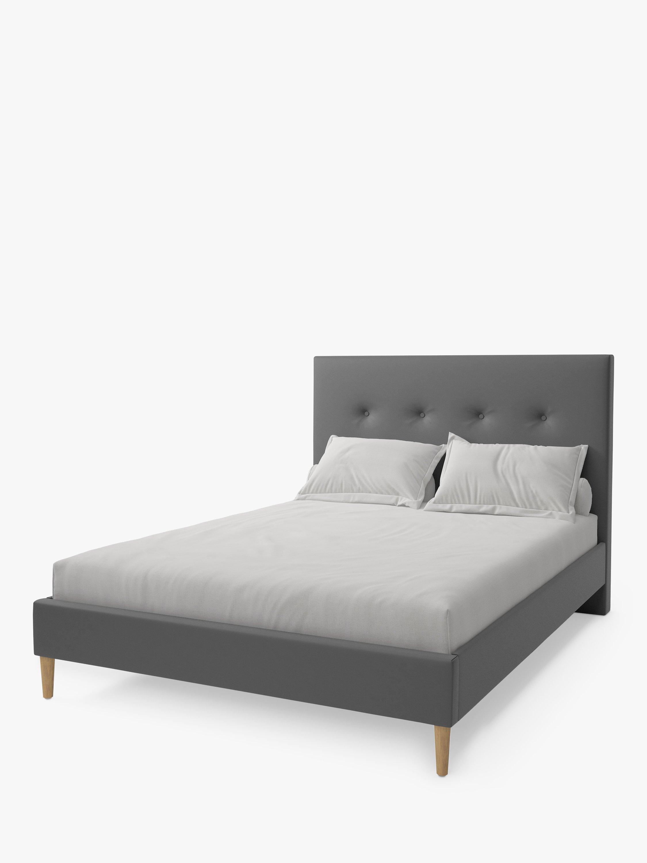 Koti Home Arun Upholstered Bed Frame, Super King Size, Luxe Velvet Granite