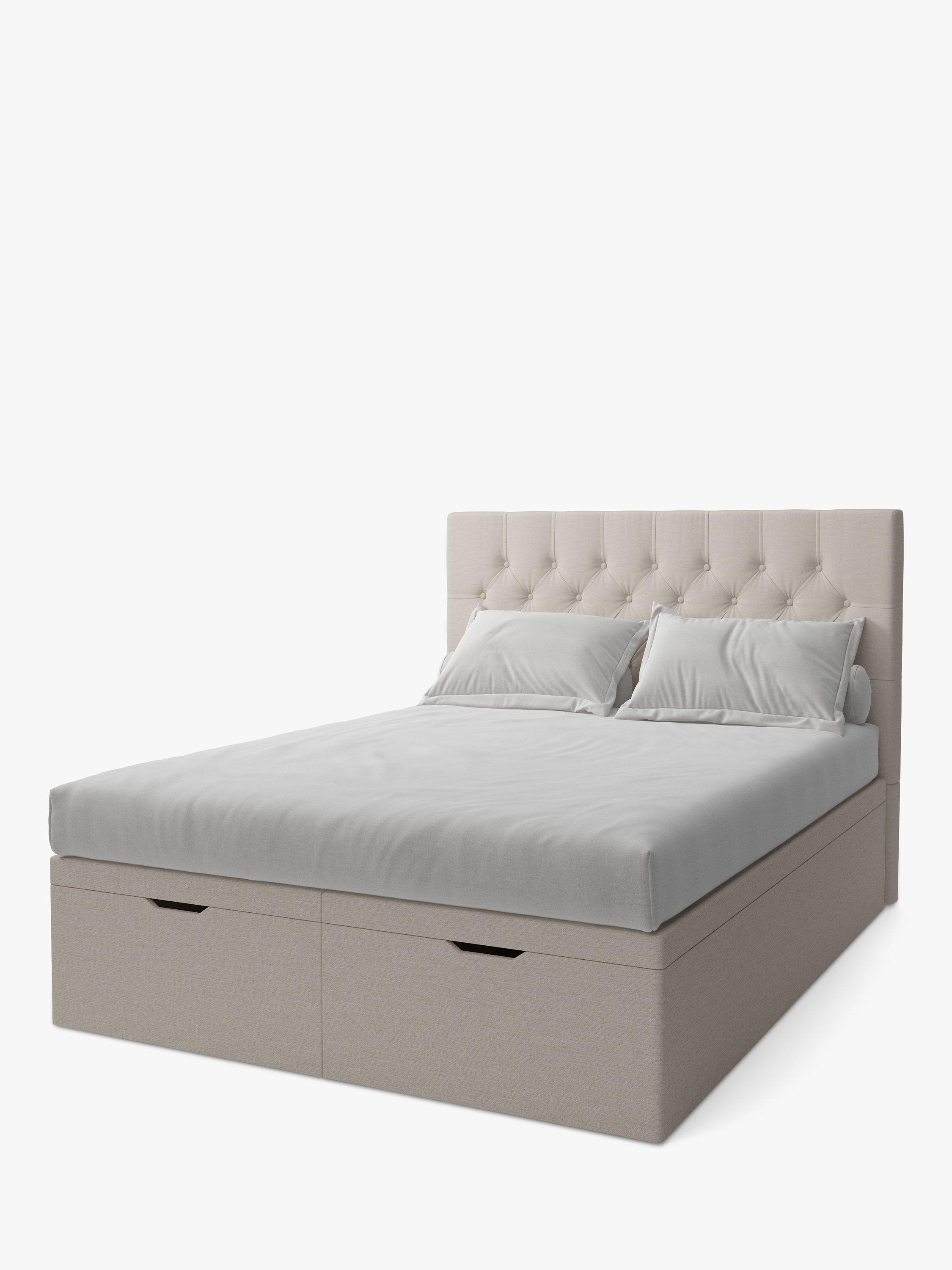 Koti Home Eden Upholstered Ottoman Storage Bed, Super King Size, Classic Linen Look Beige