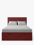 Koti Home Dee Upholstered Ottoman Storage Bed, King Size, Luxe Velvet Rust