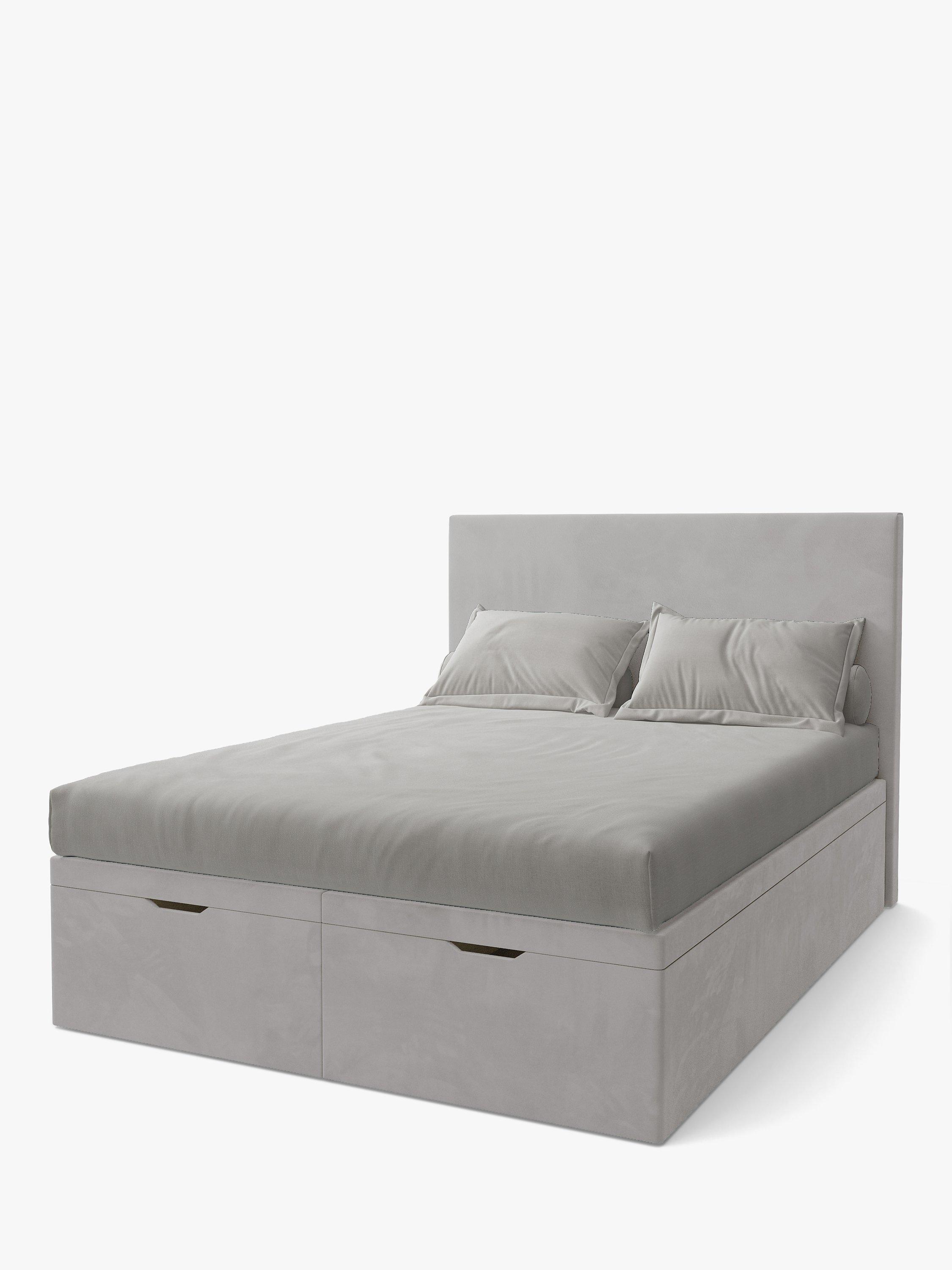 Koti Home Dee Upholstered Ottoman Storage Bed, King Size, Luxe Velvet Silver