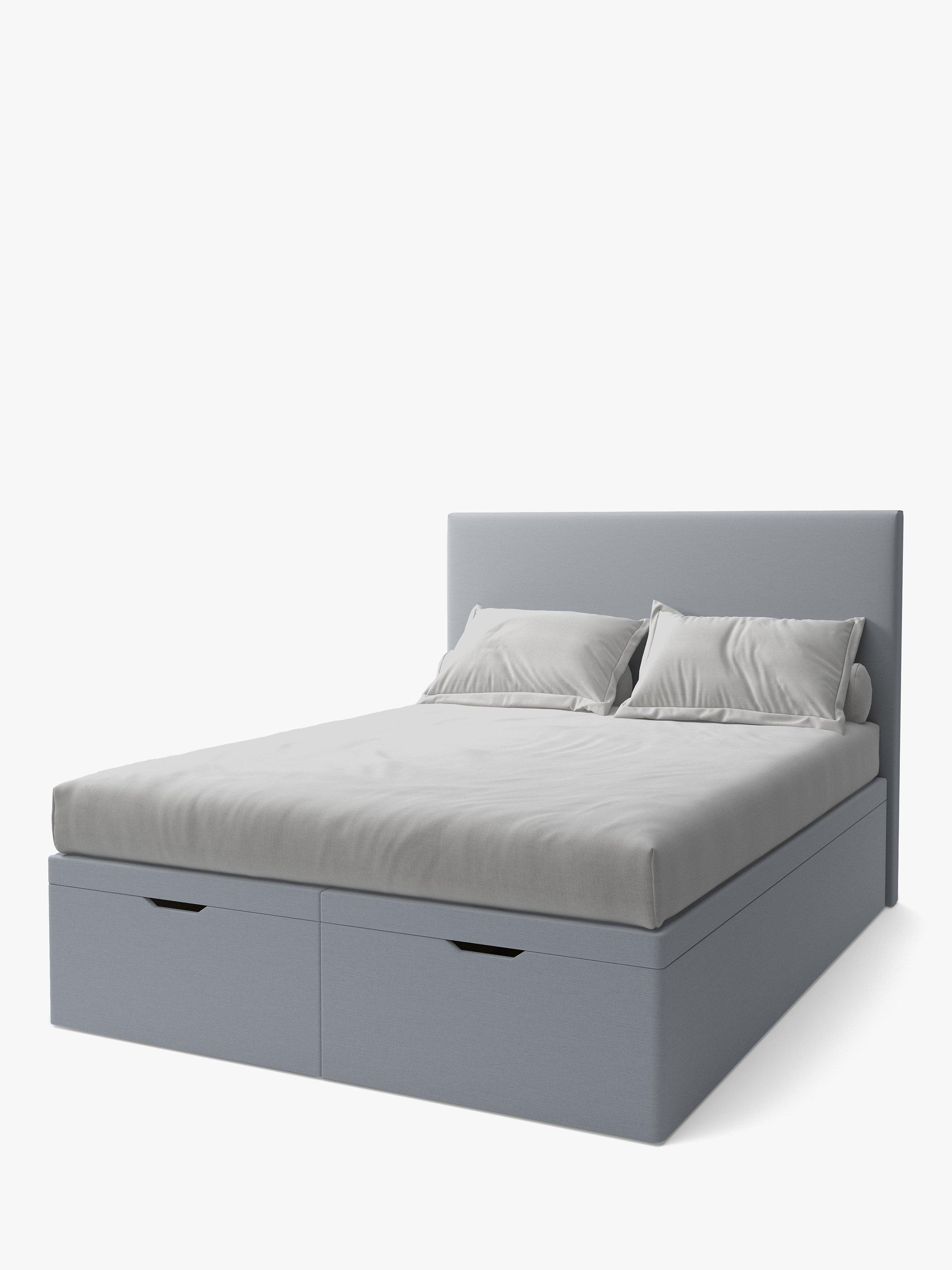 Koti Home Dee Upholstered Ottoman Storage Bed, King Size, Classic Linen Look Duck Egg