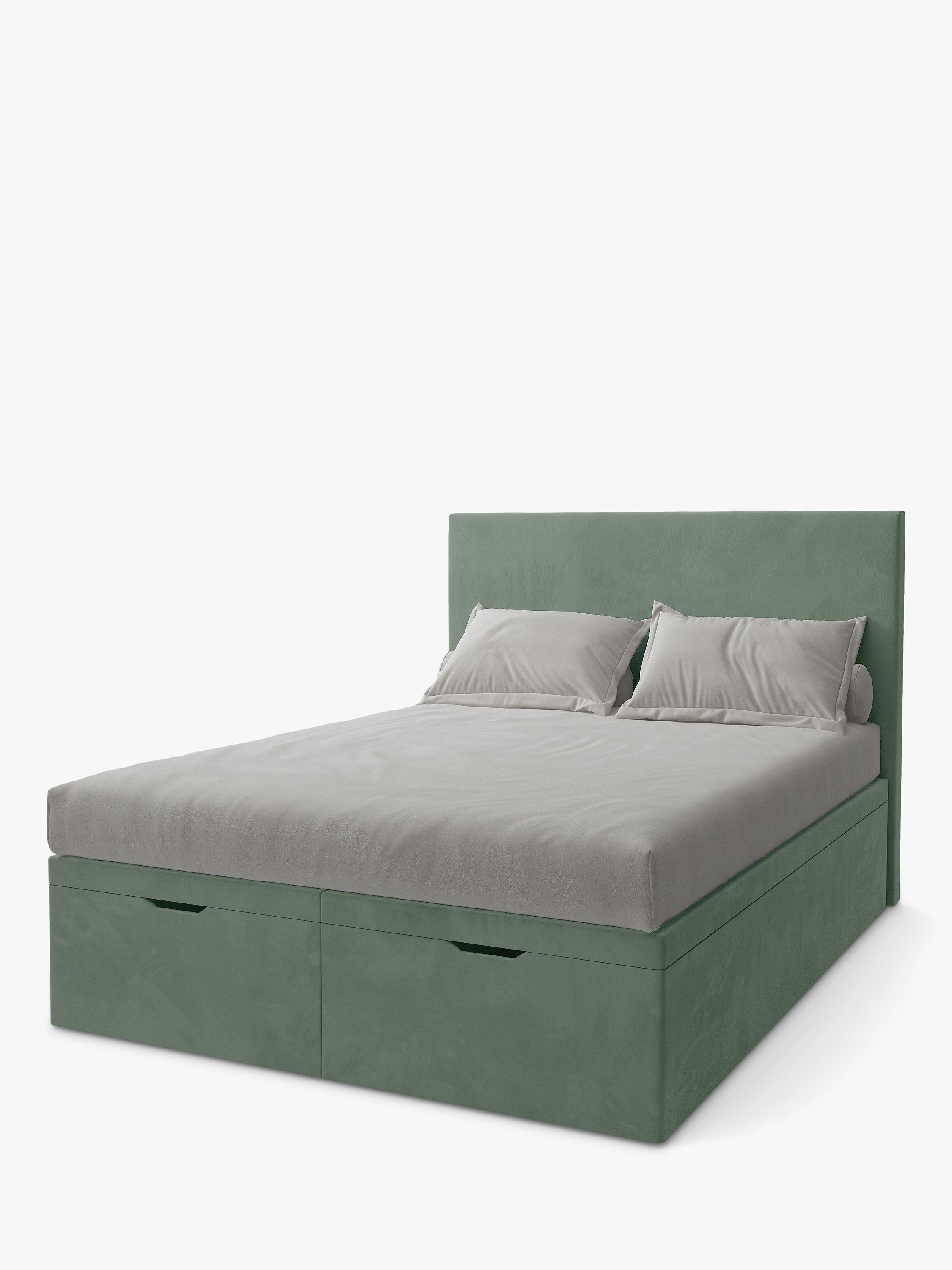 Koti Home Dee Upholstered Ottoman Storage Bed, King Size, Luxe Velvet Aquamarine