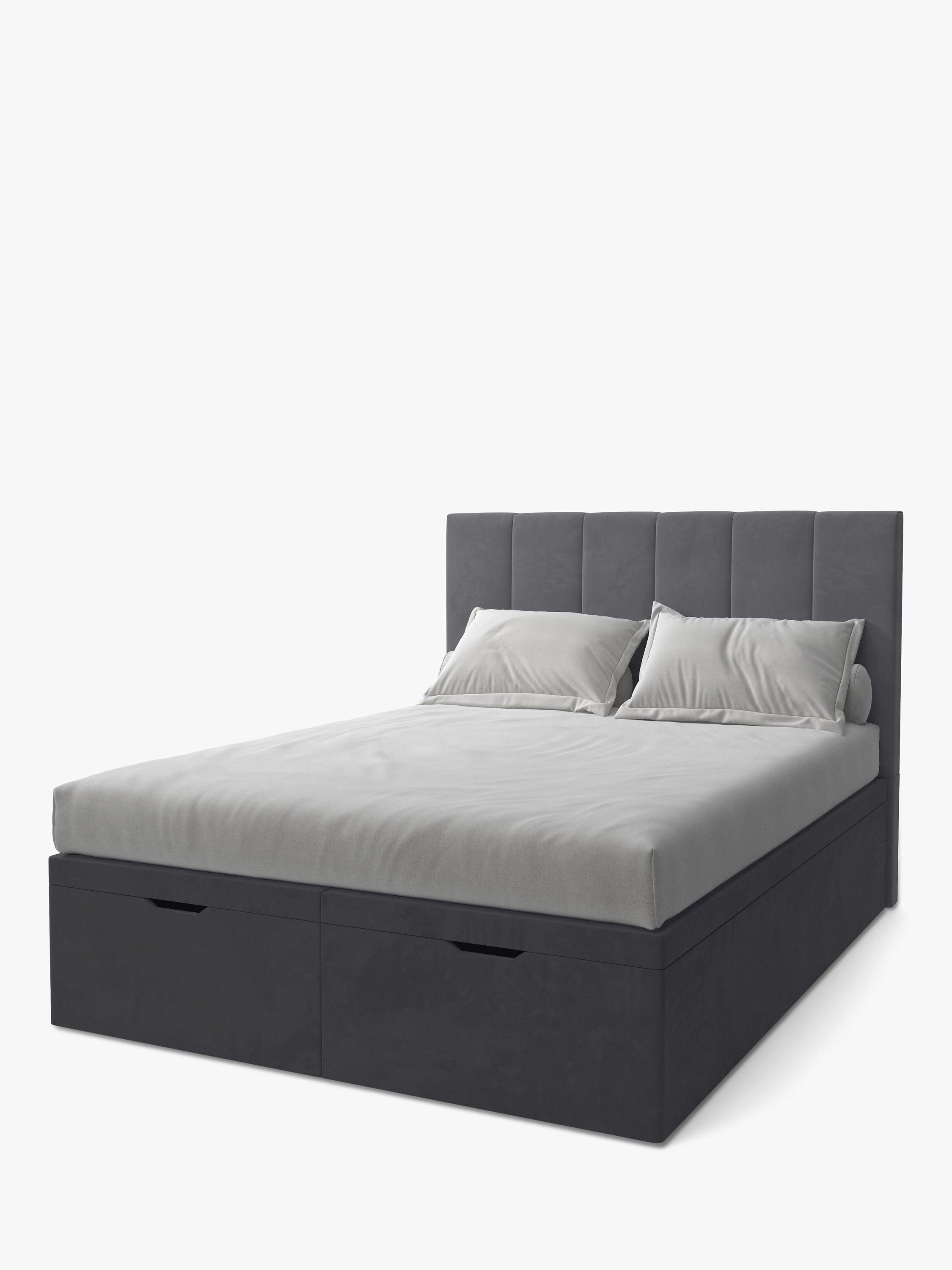 Koti Home Avon Upholstered Ottoman Storage Bed, King Size, Luxe Velvet Granite