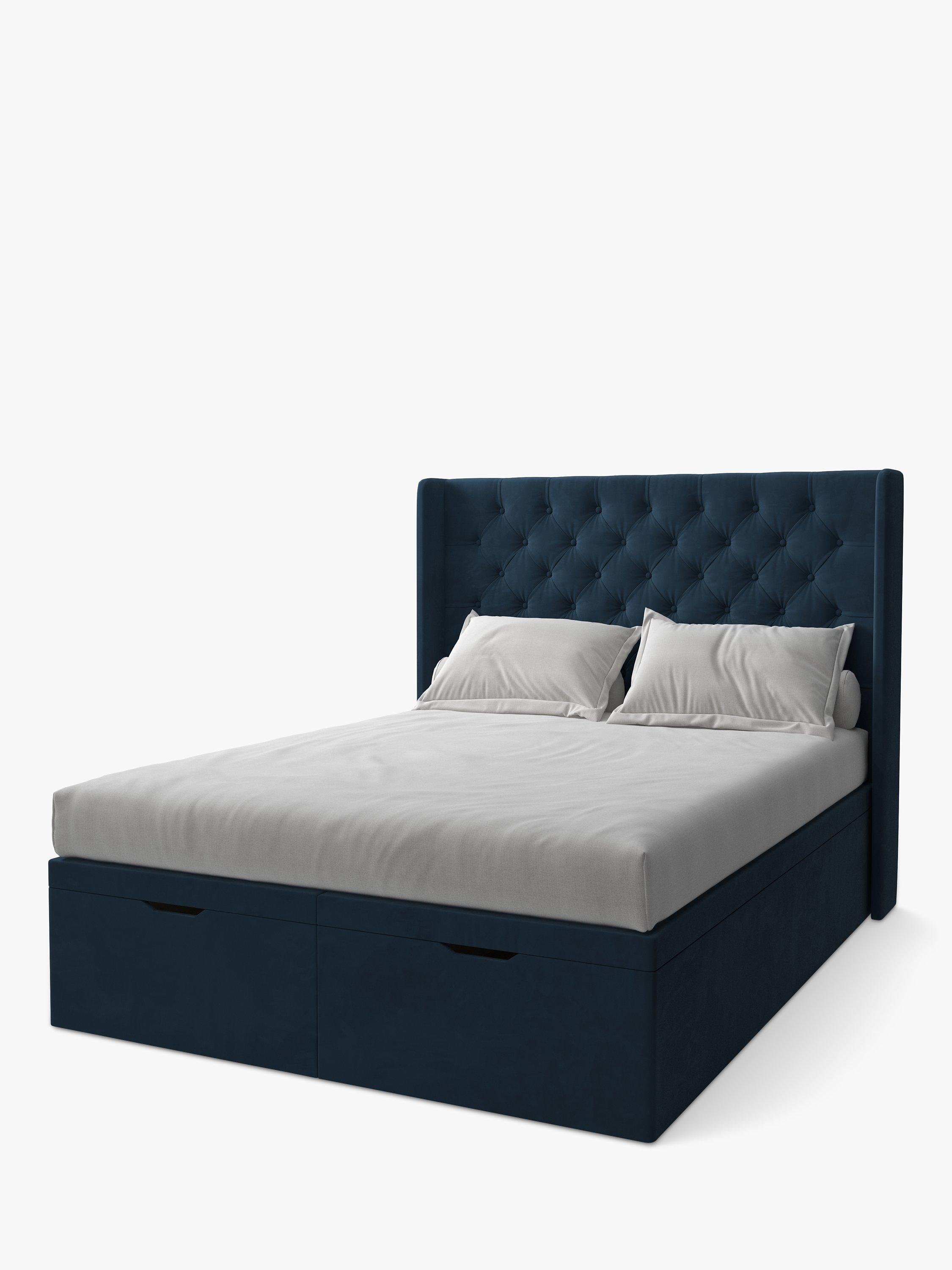 Koti Home Astley Upholstered Ottoman Storage Bed, King Size, Vintage Velvet Petrol