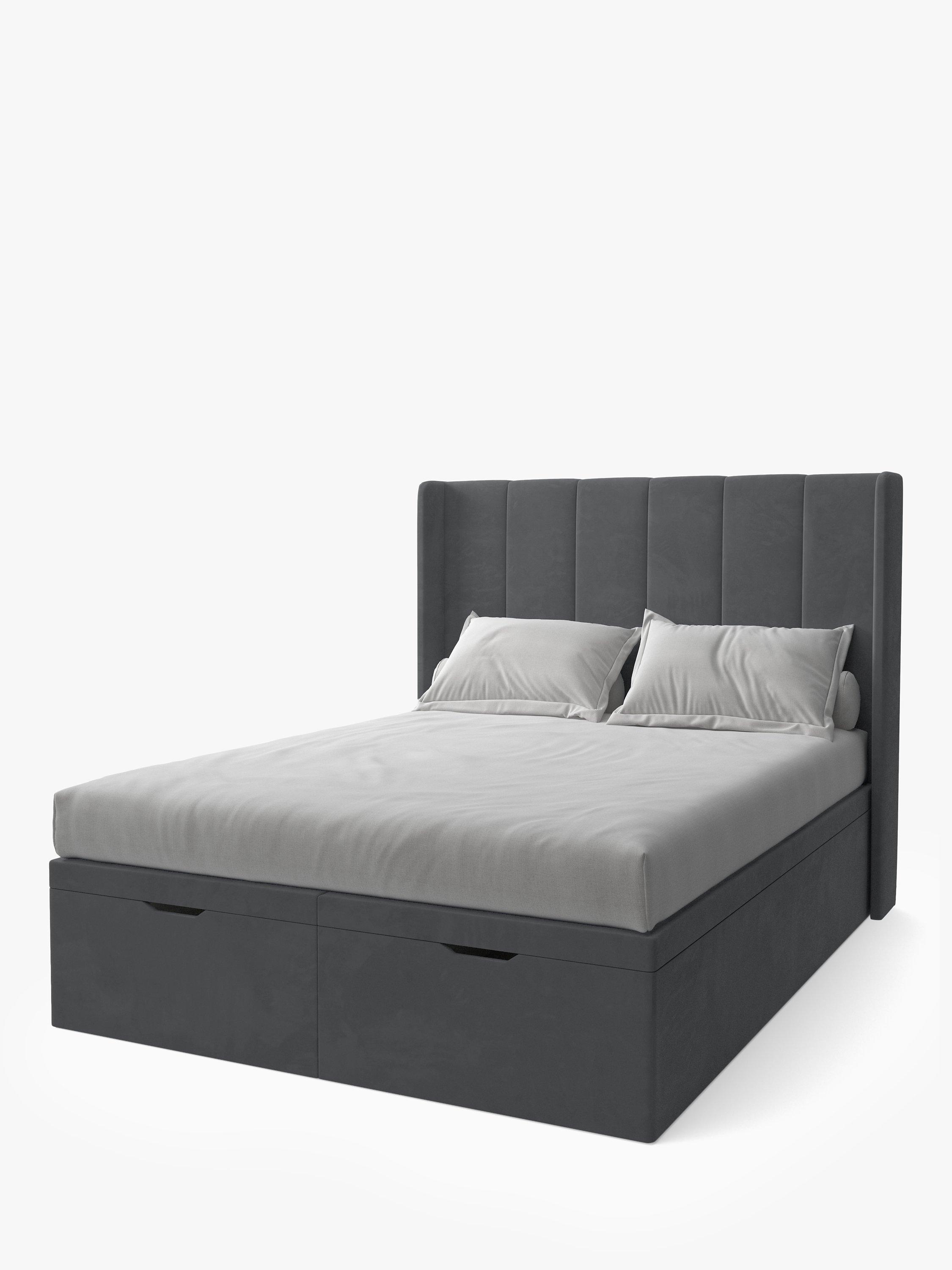 Koti Home Adur Upholstered Ottoman Storage Bed, Double, Luxe Velvet Granite