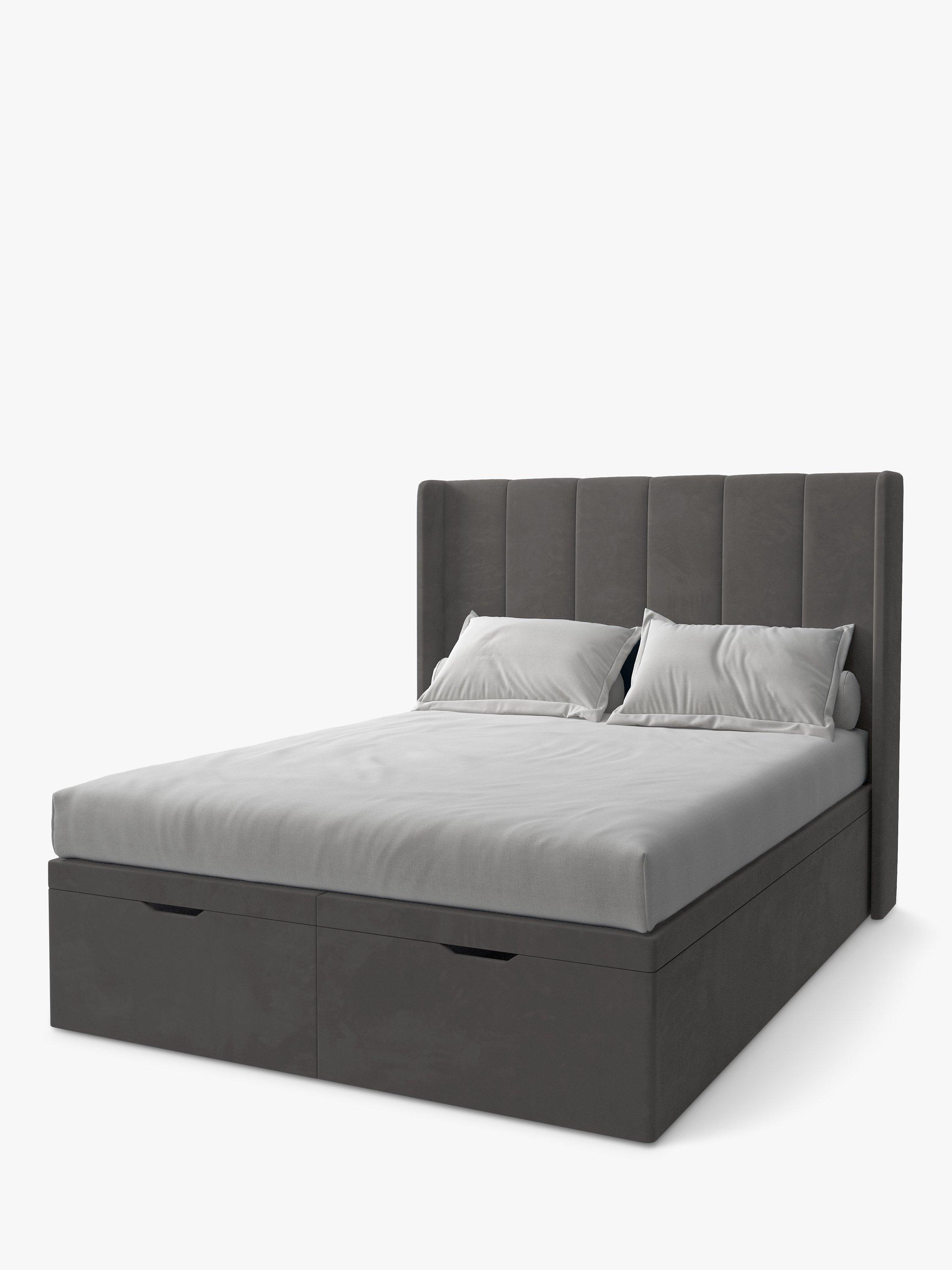 Koti Home Adur Upholstered Ottoman Storage Bed, King Size, Luxe Velvet Steel