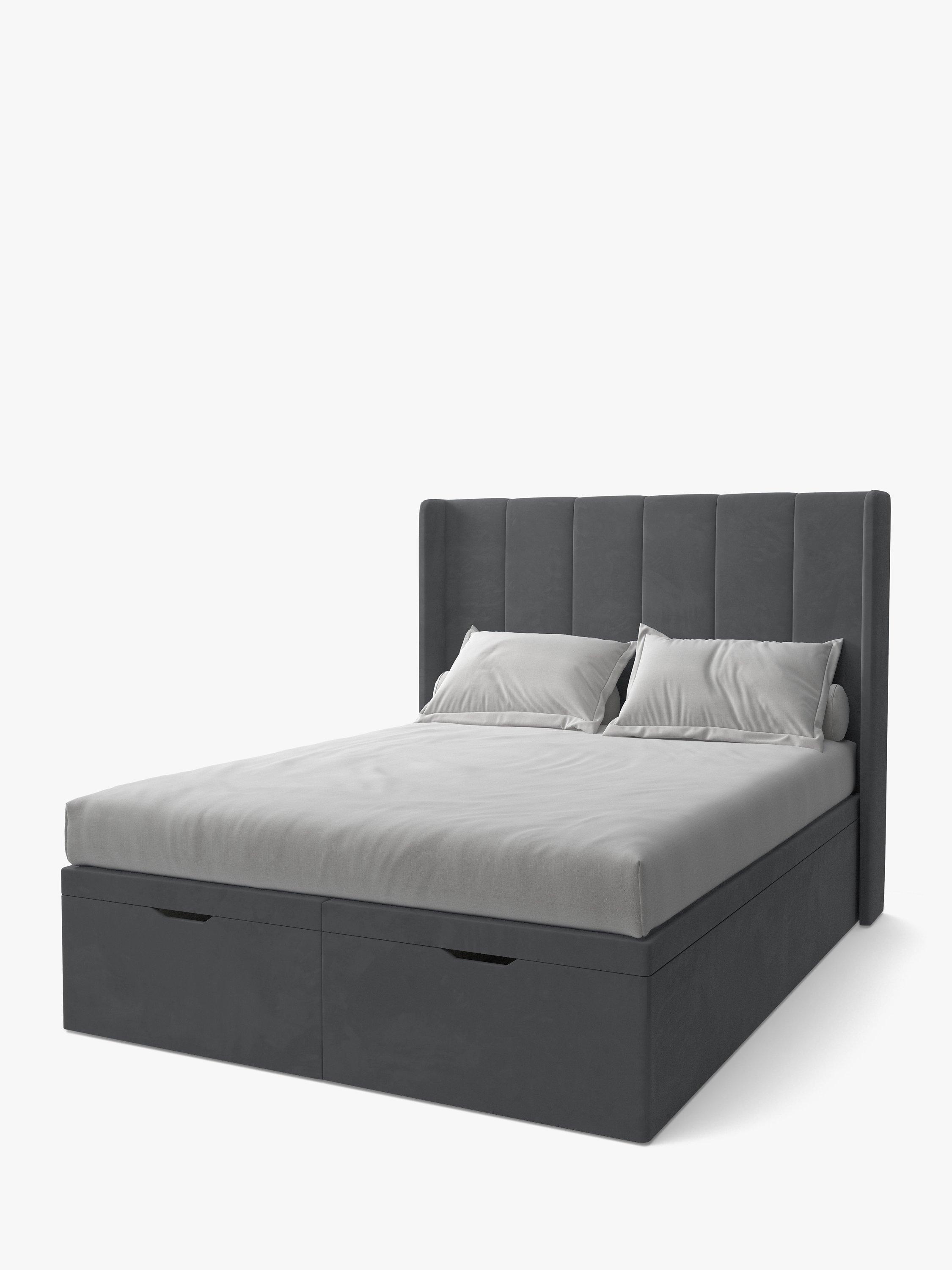 Koti Home Adur Upholstered Ottoman Storage Bed, King Size, Luxe Velvet Granite