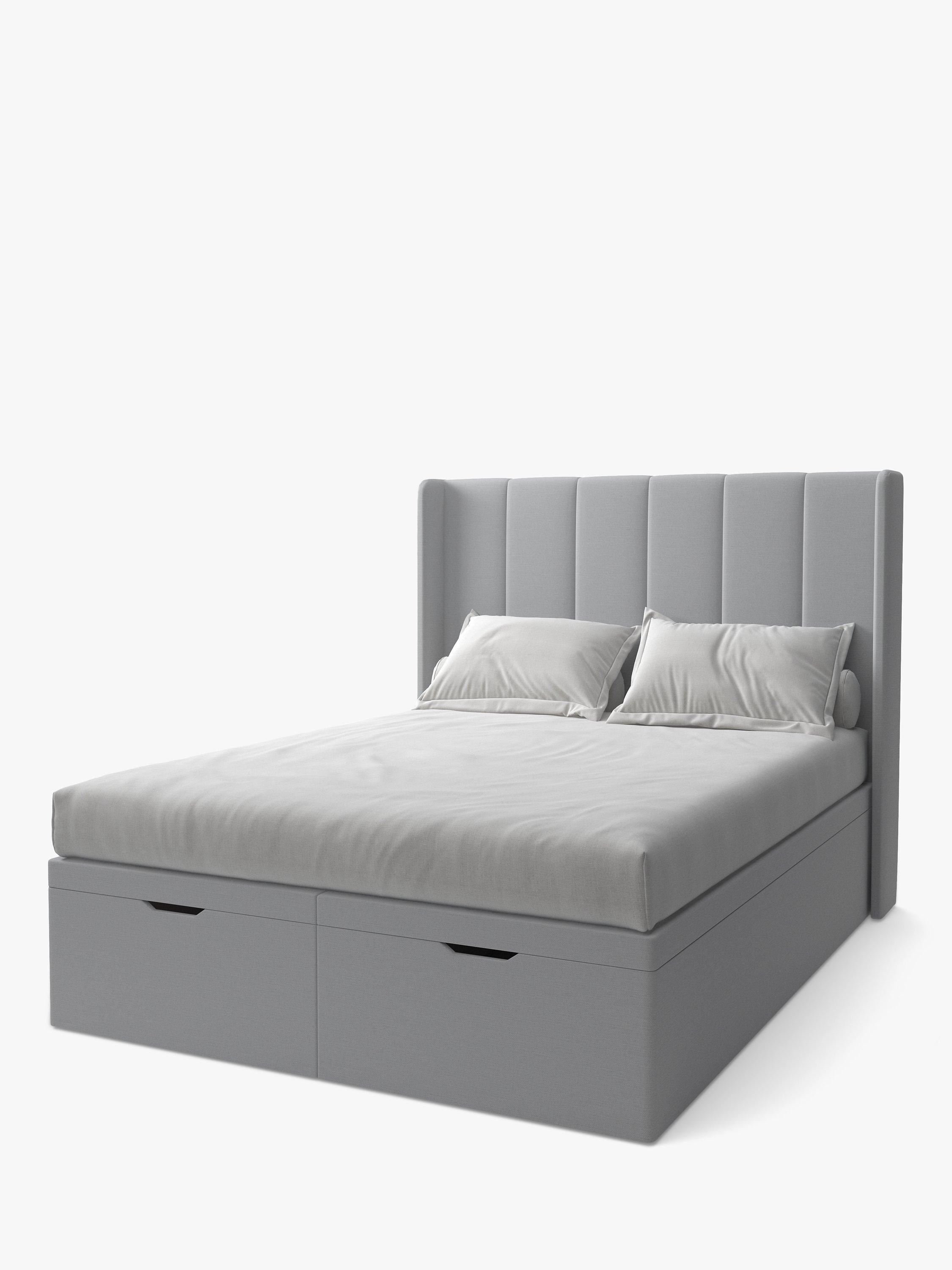 Koti Home Adur Upholstered Ottoman Storage Bed, King Size, Classic Linen Look Mid Grey