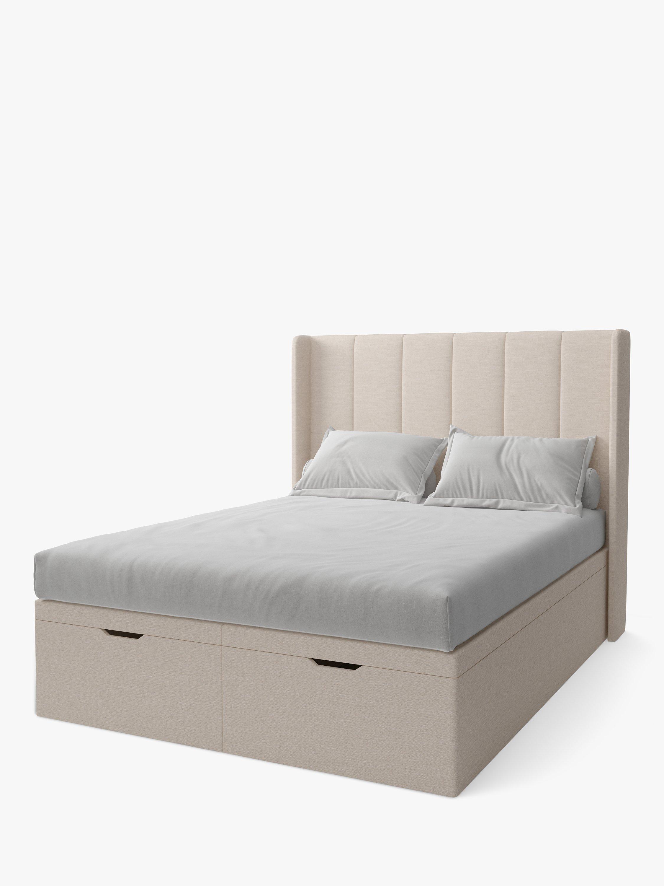 Koti Home Adur Upholstered Ottoman Storage Bed Super King Size Classic Linen Look Beige