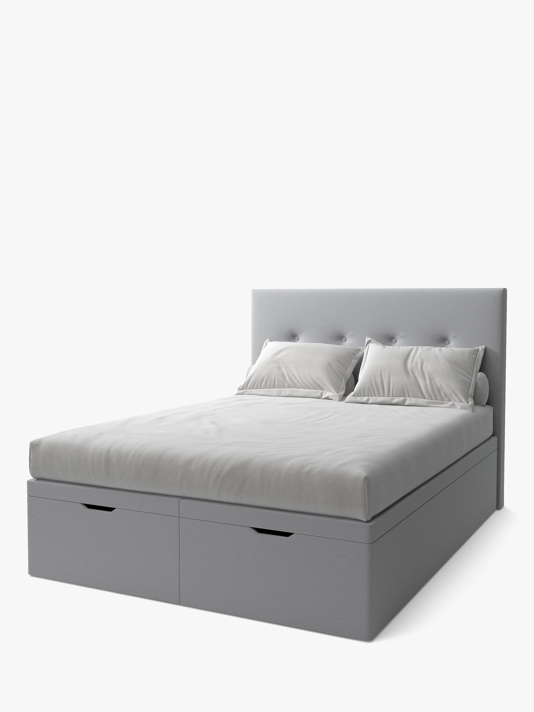 Koti Home Arun Upholstered Ottoman Storage Bed, Double, Classic Linen Look Mid Grey