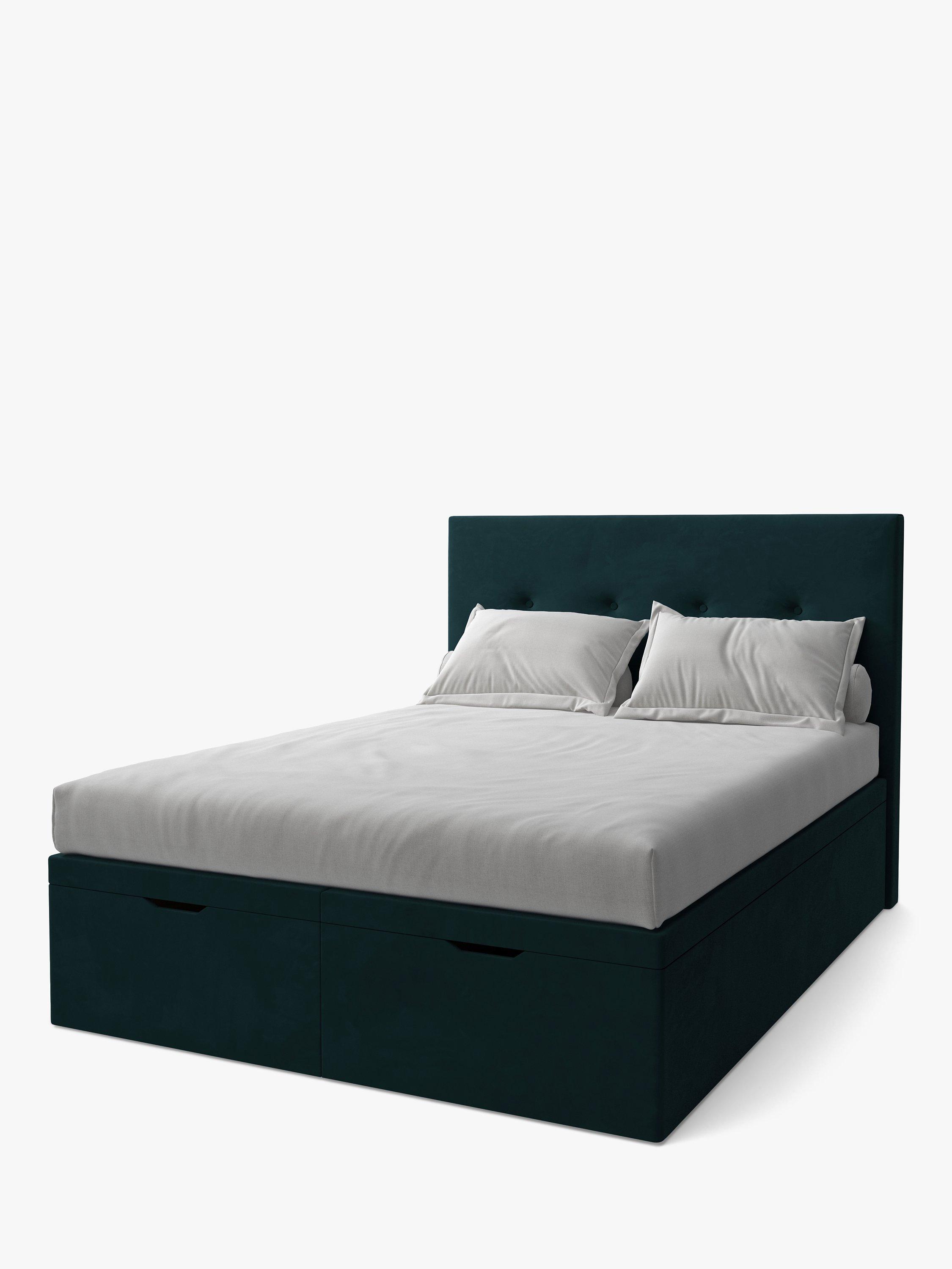 Koti Home Arun Upholstered Ottoman Storage Bed, King Size, Luxe Velvet Azure
