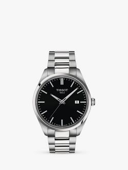 Tissot Men's PR 100 Date Bracelet Strap Watch, Silver/Black T1504101105100