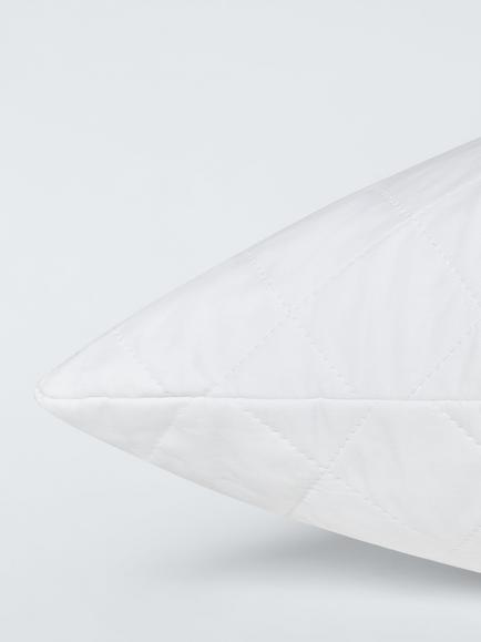 John Lewis Natural Cotton Quilted Square Pillow Protector - view 2, White