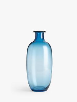 John Lewis Tinted Glass Bottle Vase, H37cm, Blue, Blue