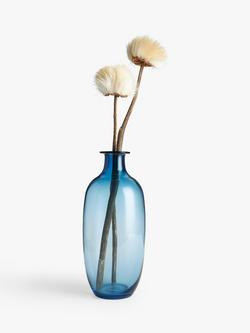 John Lewis Tinted Glass Bottle Vase, H37cm, Blue - view 2, Blue