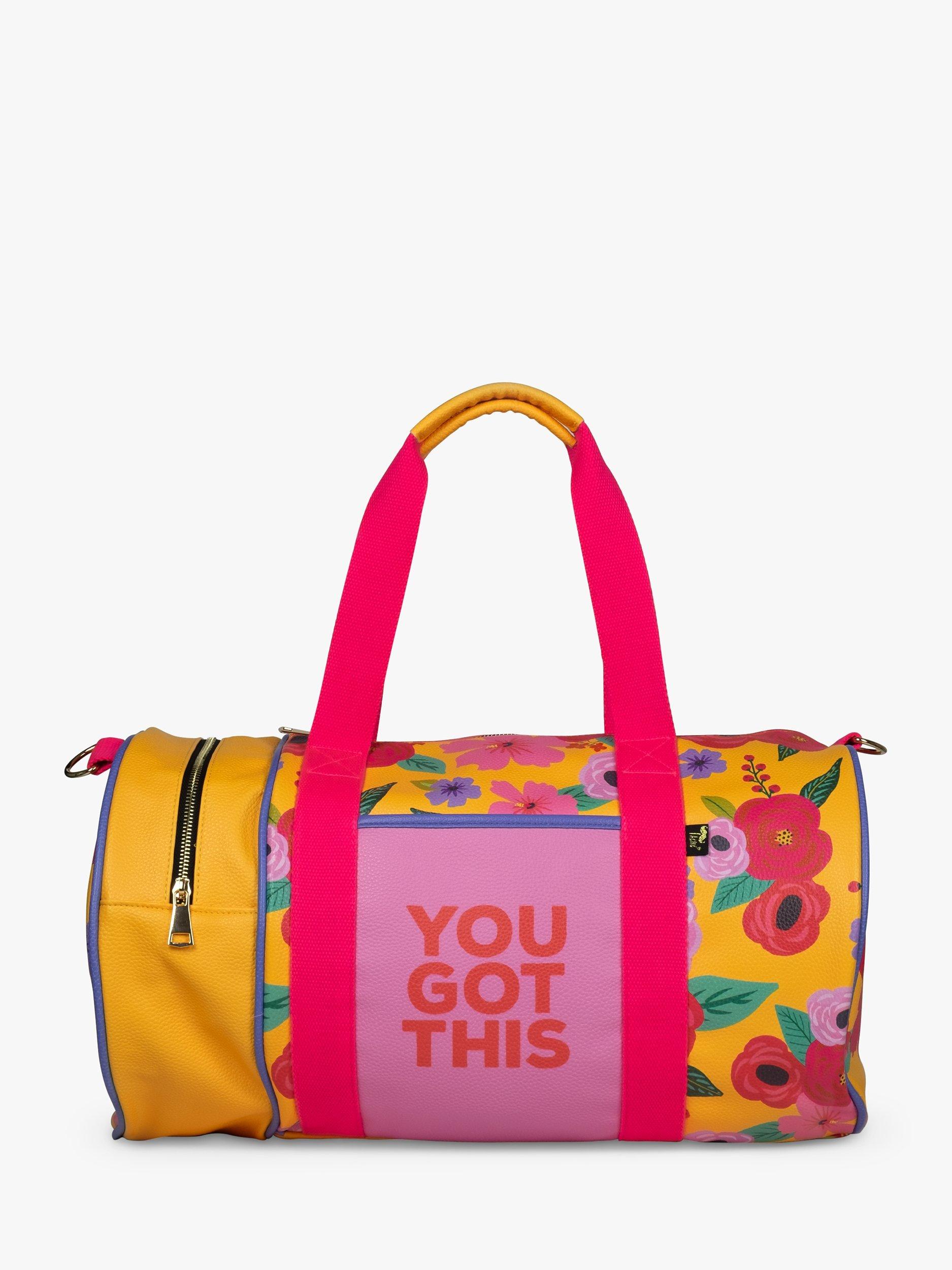 Product image 1 of 8, which shows Tache Crafts Floral You Got This Barrel Gym Bag, Multi