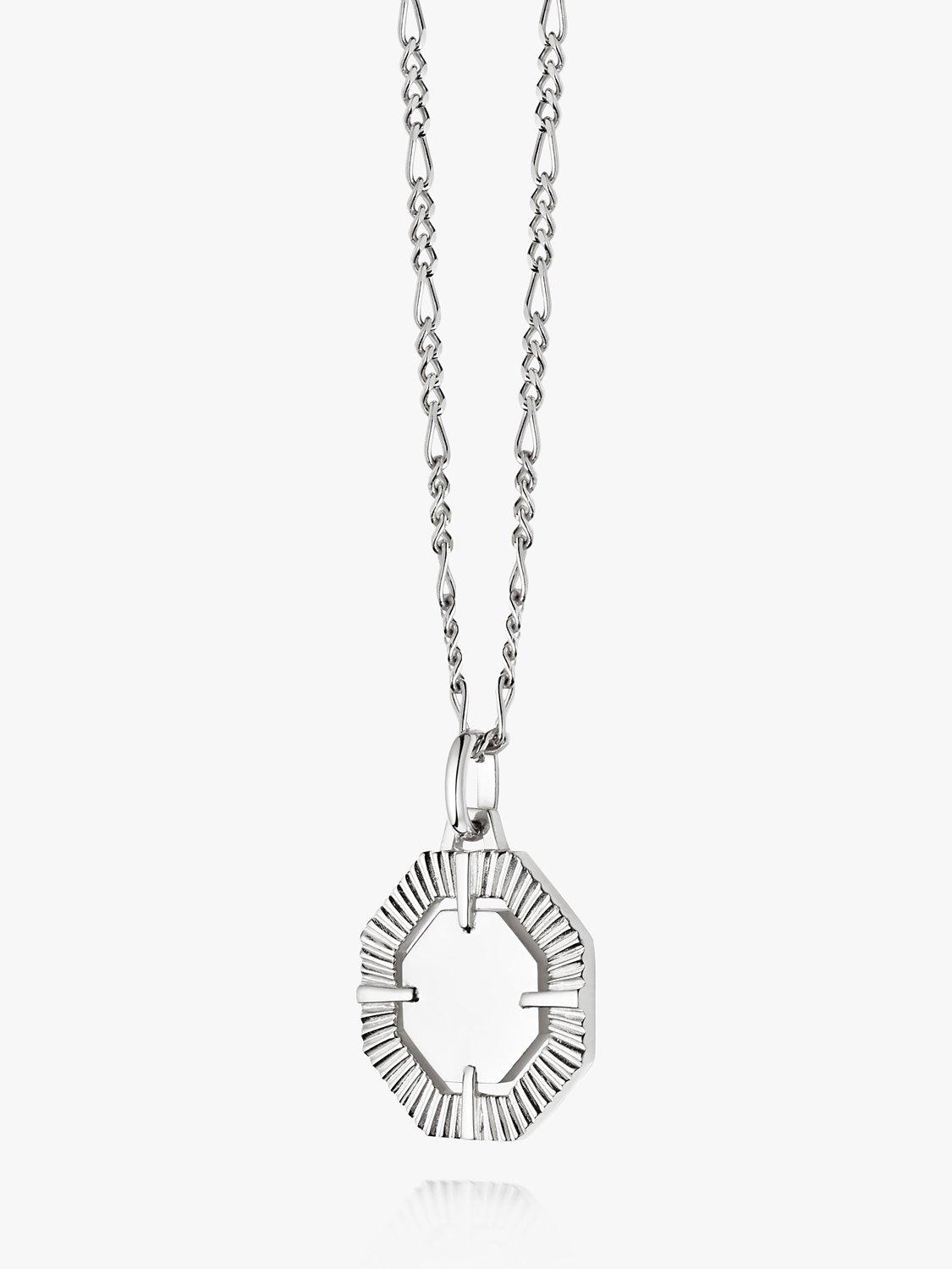 Product image 1 of 4, which shows Daisy London Estée Lalonde Personalised Octagonal Pendant Necklace, Silver