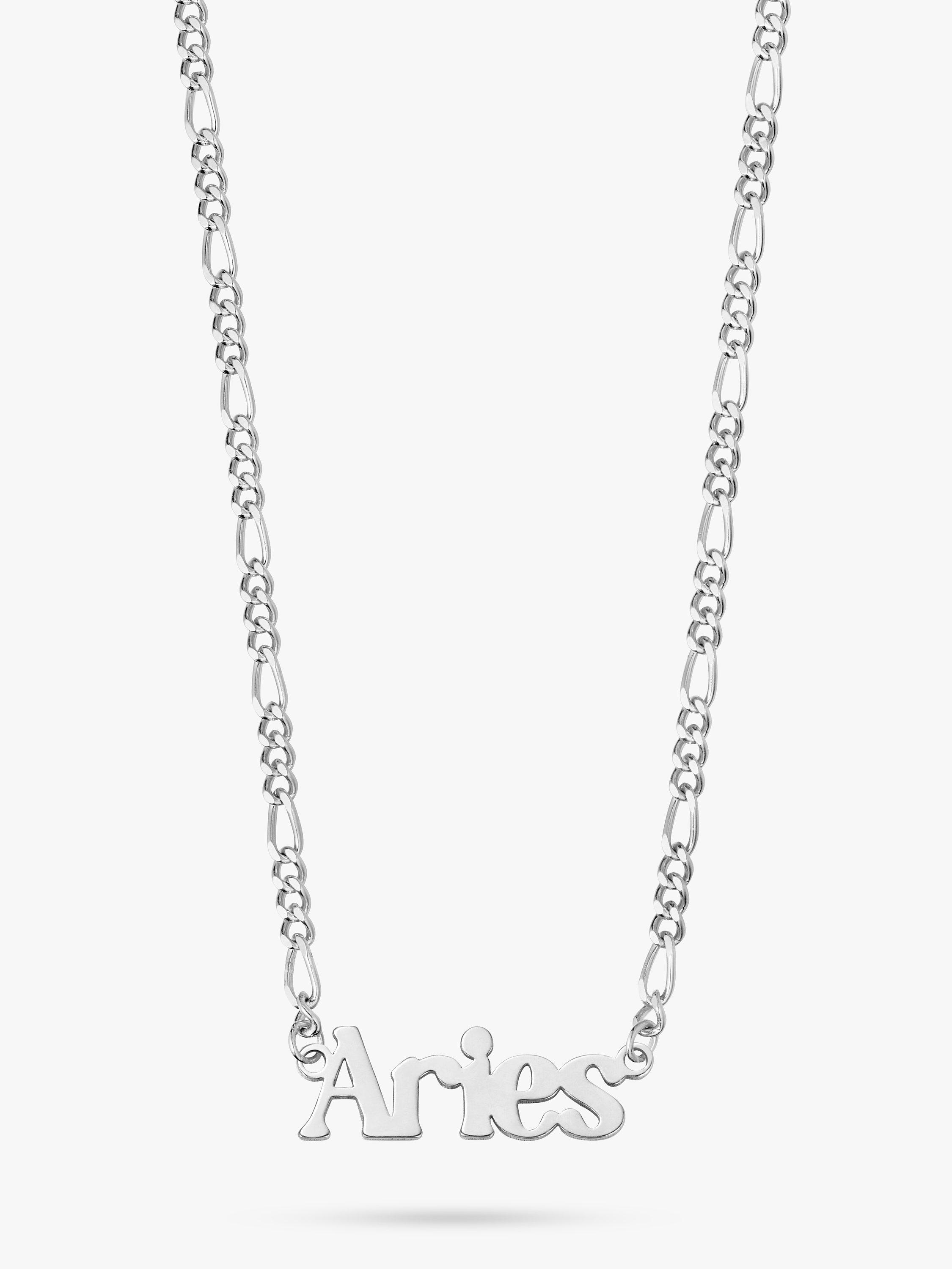 Daisy London Zodiac Nameplate Figaro Necklace, Silver, Aries