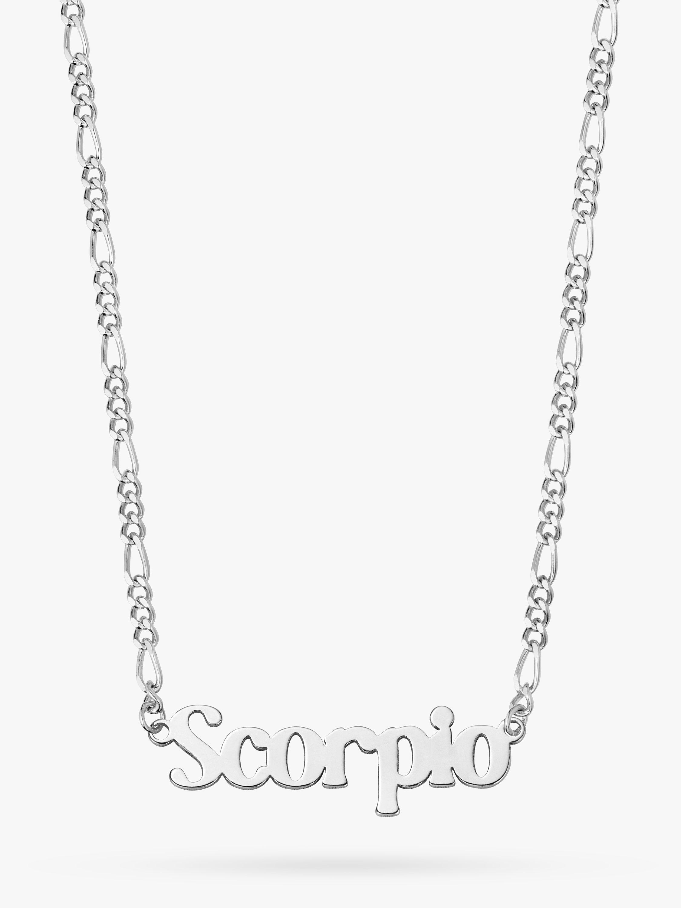 Daisy London Zodiac Nameplate Figaro Necklace, Silver, Scorpio
