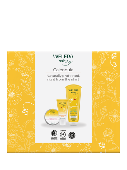Weleda Calendula Shampoo & Body Wash, Nappy Cream and Balm Baby Gift Set - view 2, Multi