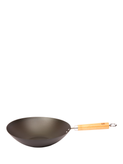School Of Wok Carbon Steel Pre-Seasoned 30cm Wok, Chopsticks & Spatula Gift Set - view 2, Black