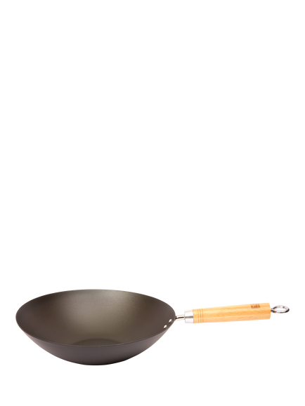 School Of Wok Carbon Steel Pre-Seasoned 30cm Wok, Chopsticks & Spatula Gift Set - view 2, Black