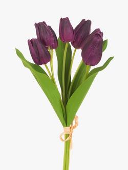 Floralsilk Artificial Fresh Tulip Bunch, Purple, Purple