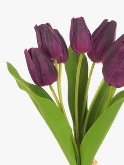 Floralsilk Artificial Fresh Tulip Bunch, Purple - view 2, Purple