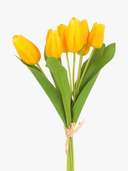 Floralsilk Artificial Fresh Tulip Bunch, Yellow, Yellow
