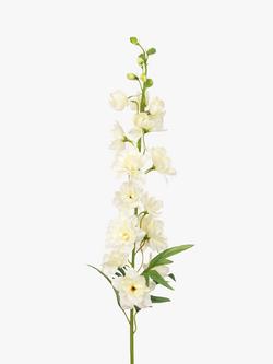 Floralsilk Artificial Delphinium Spray, White/Green, White/Green