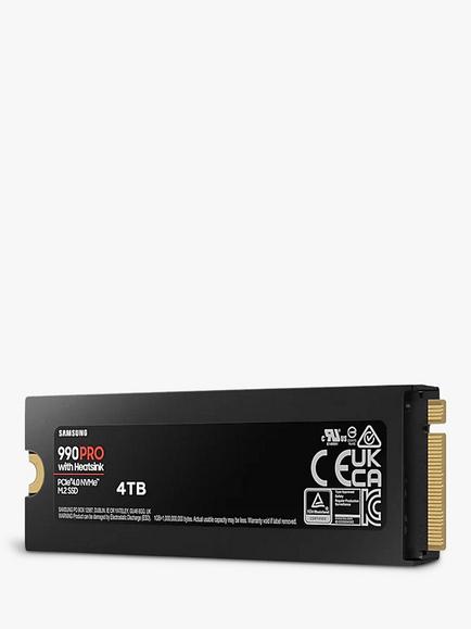 Samsung 990 PRO, PCIe 4.0 m.2 SSD with Heatsink for PS5 & PC, 4TB, Black & Red