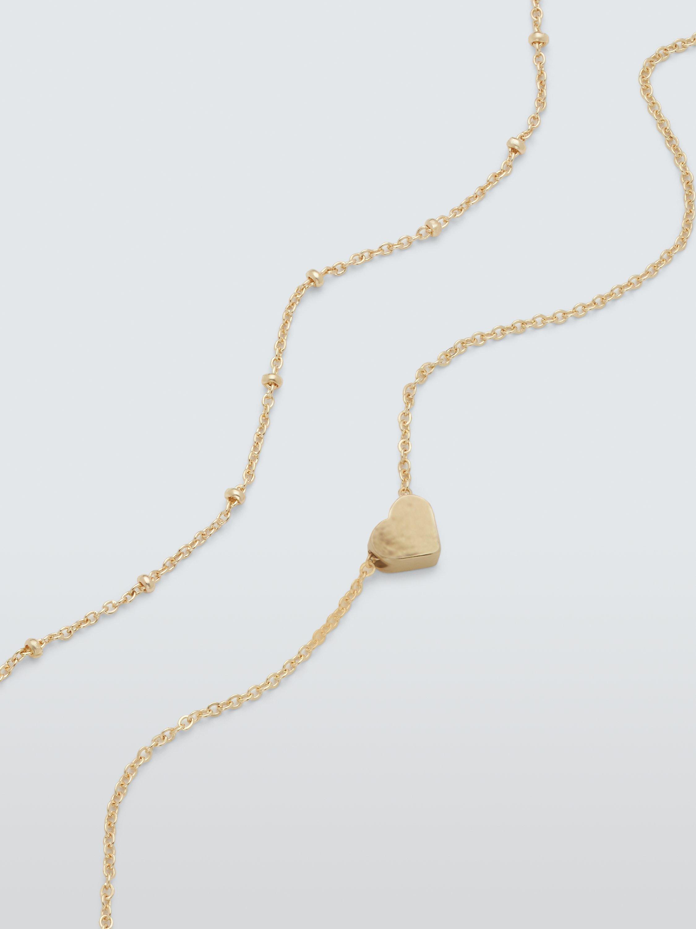 John Lewis Heart Bead Chain Bracelet, Pack of 2, Gold