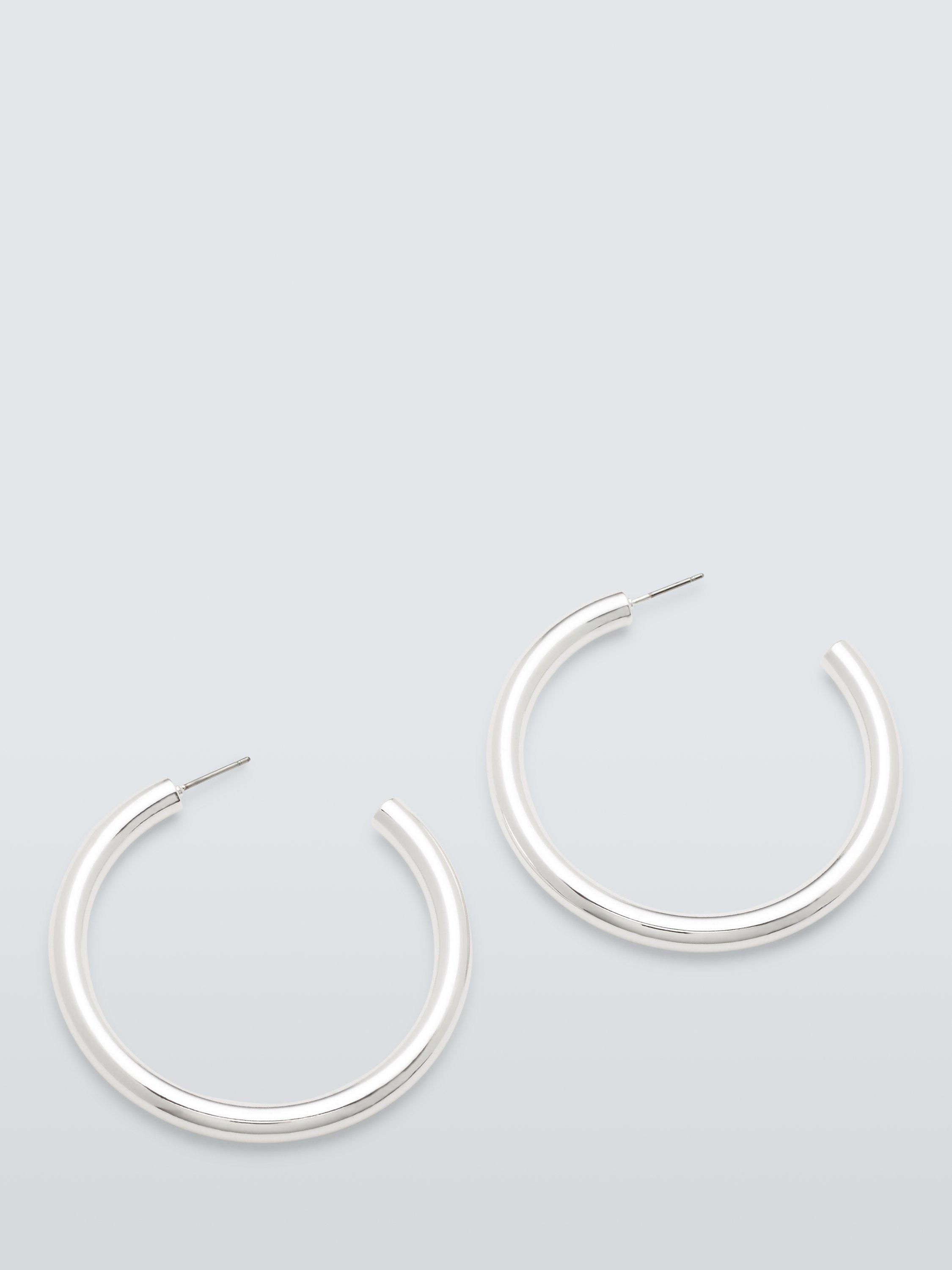 John Lewis Large Chunky Hoop Earrings, Silver