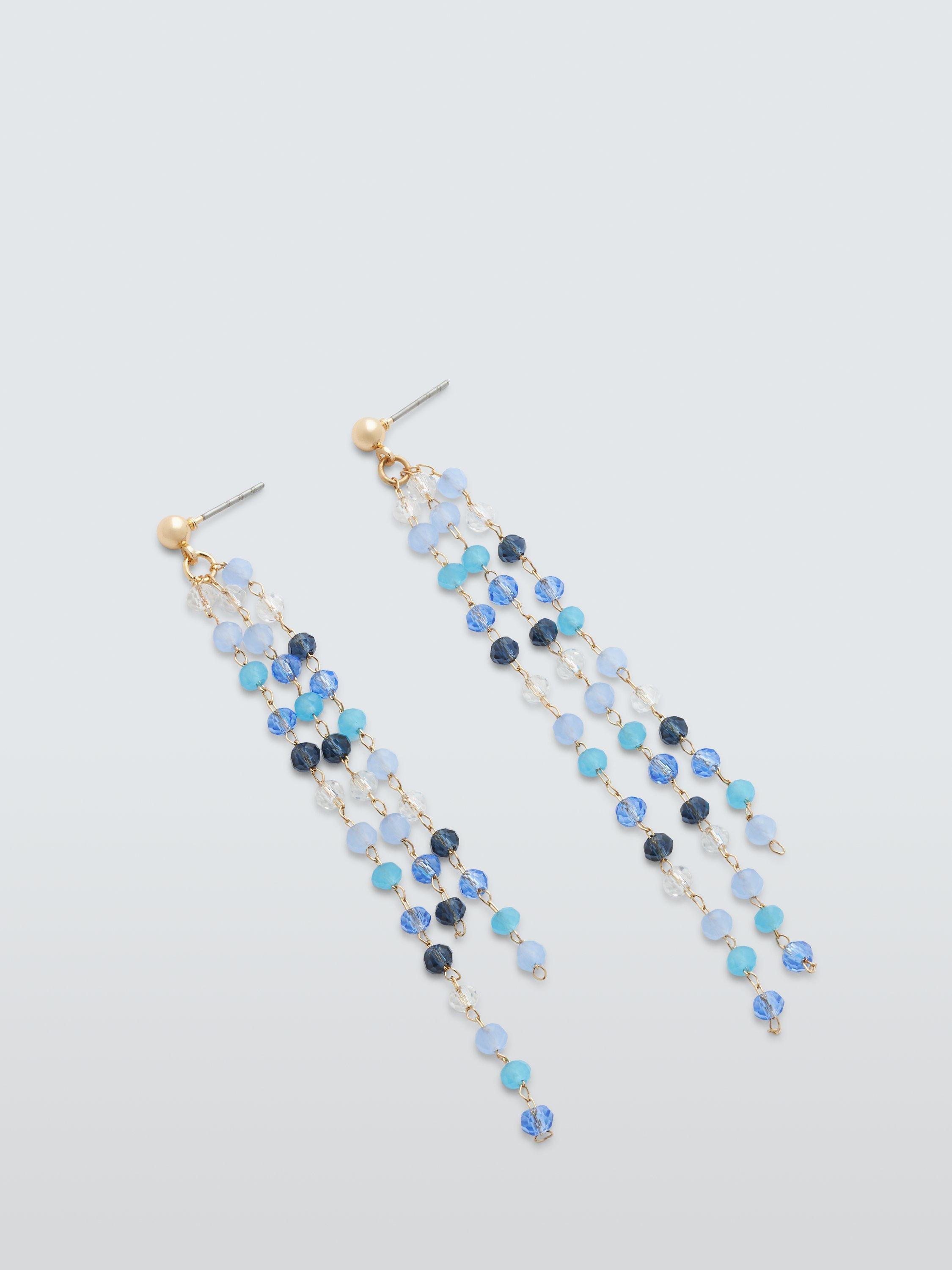 John Lewis Bead Mix Drop Earrings, Gold/Blue
