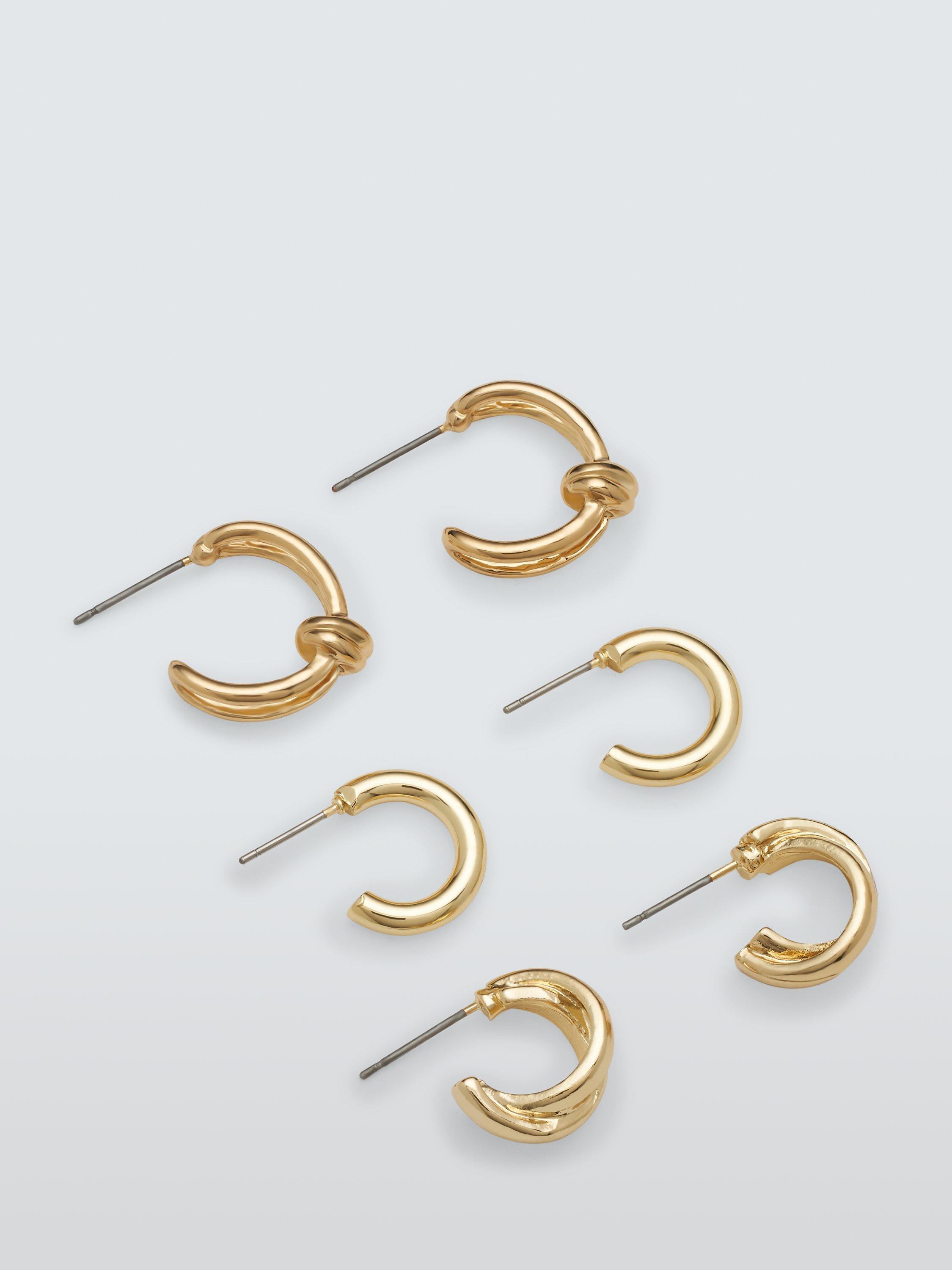 John Lewis Multi Mini Half Hoop Earrings Set of 3 Gold