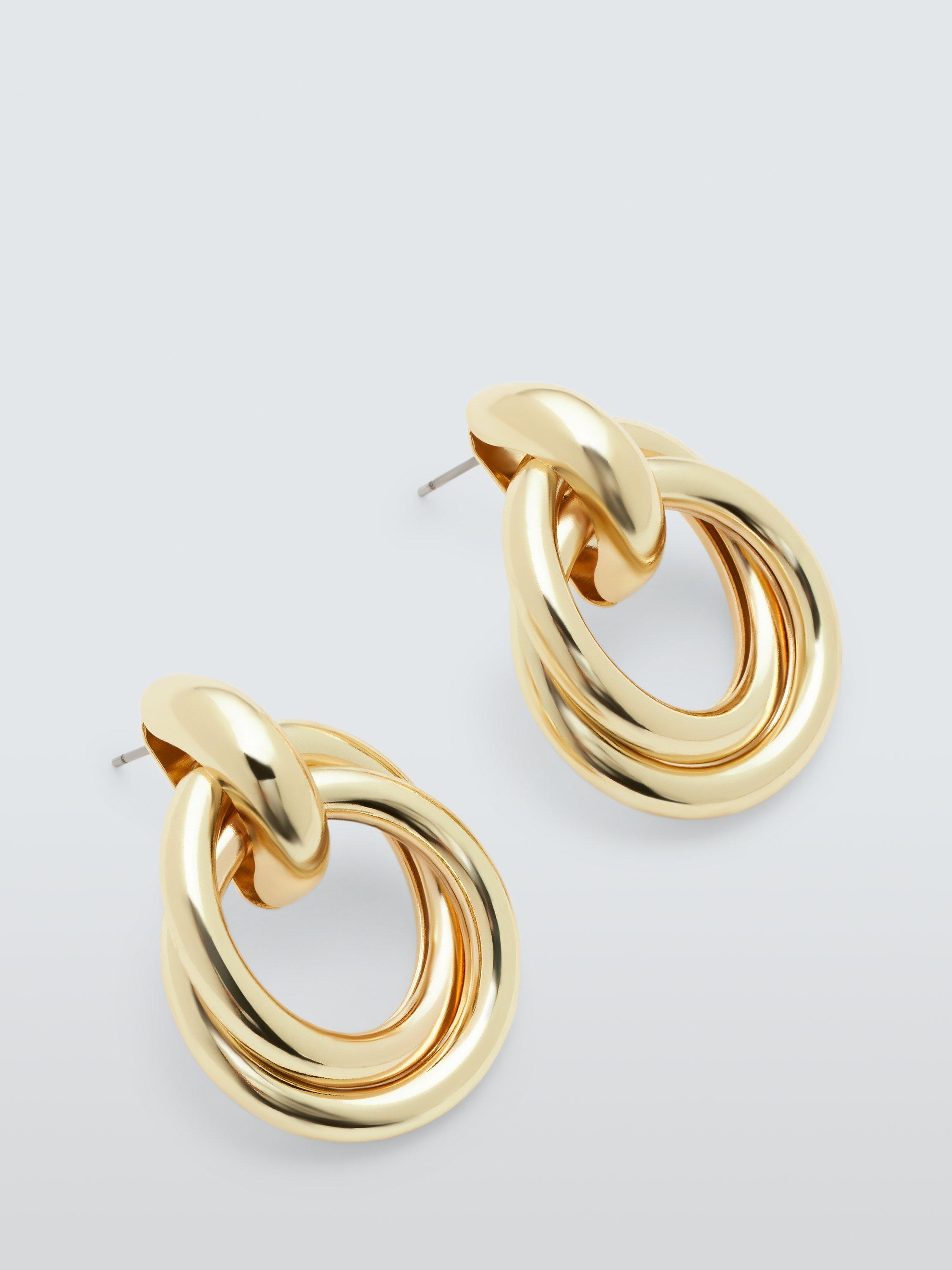 John Lewis Linked Double Hoop Drop Earrings, Gold