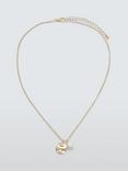 John Lewis Textured Disc and Floating Freshwater Pearl Pendant Necklace, Gold